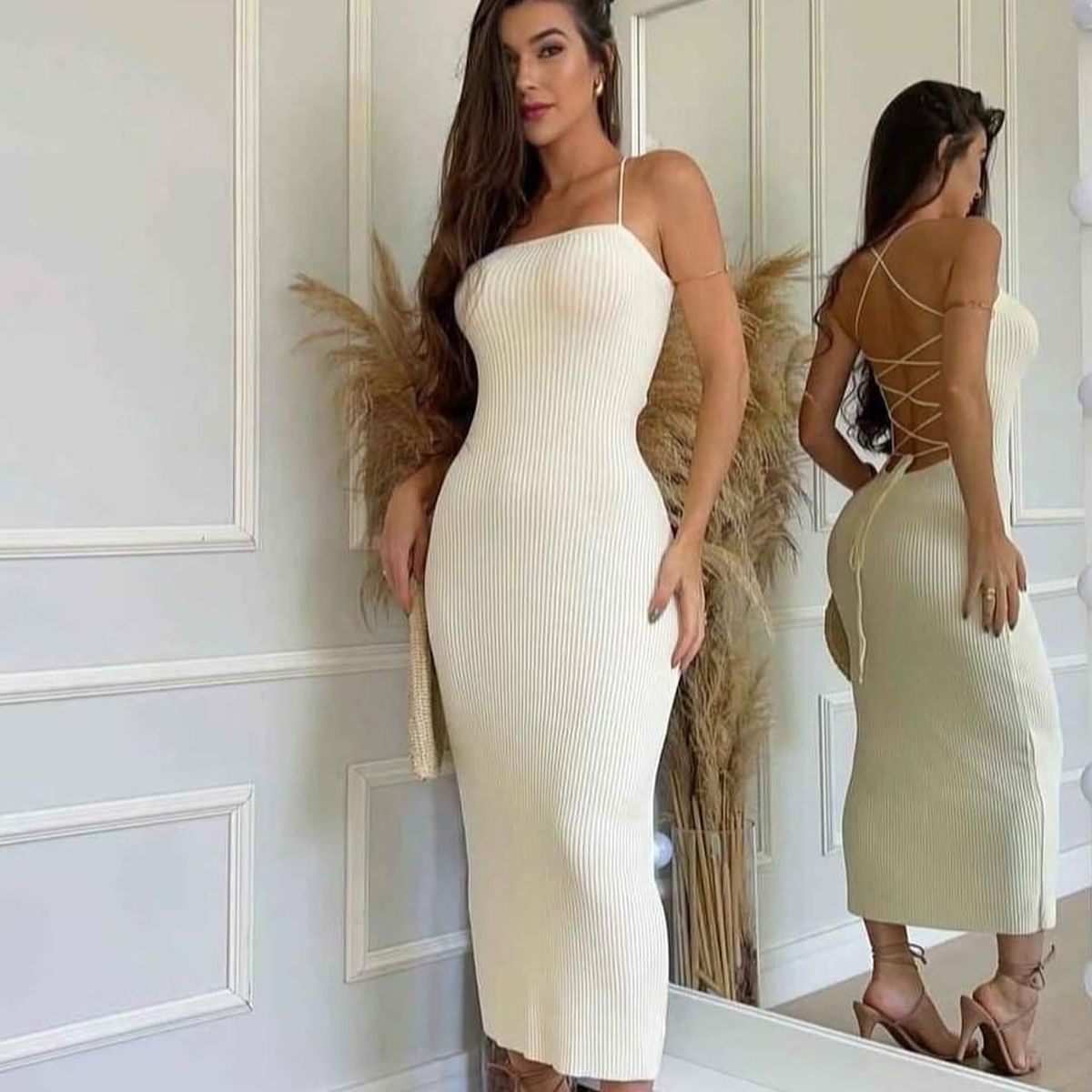 GENERICO - VESTIDO LARGO MIDI CON TIRANTES