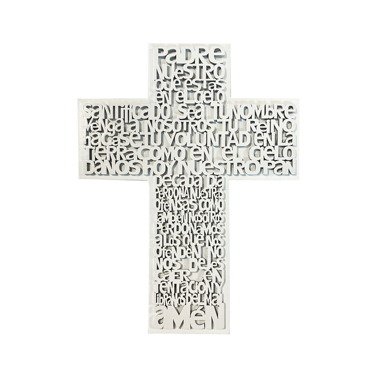 GENERICO - Cruz Padre Nuestro de madera en color blanco