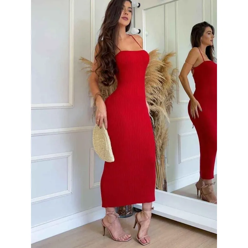 GENERICO - VESTIDO LARGO MIDI CON TIRANTES