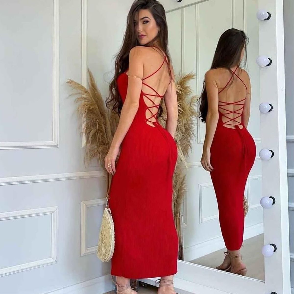 GENERICO - VESTIDO LARGO MIDI CON TIRANTES