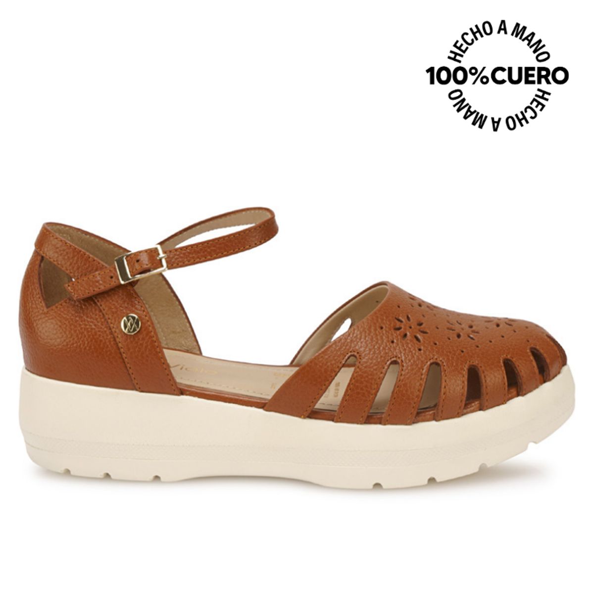 VIALE - Sandalia Franciscana Casual ROXI-2601 Natural Viale Cuero