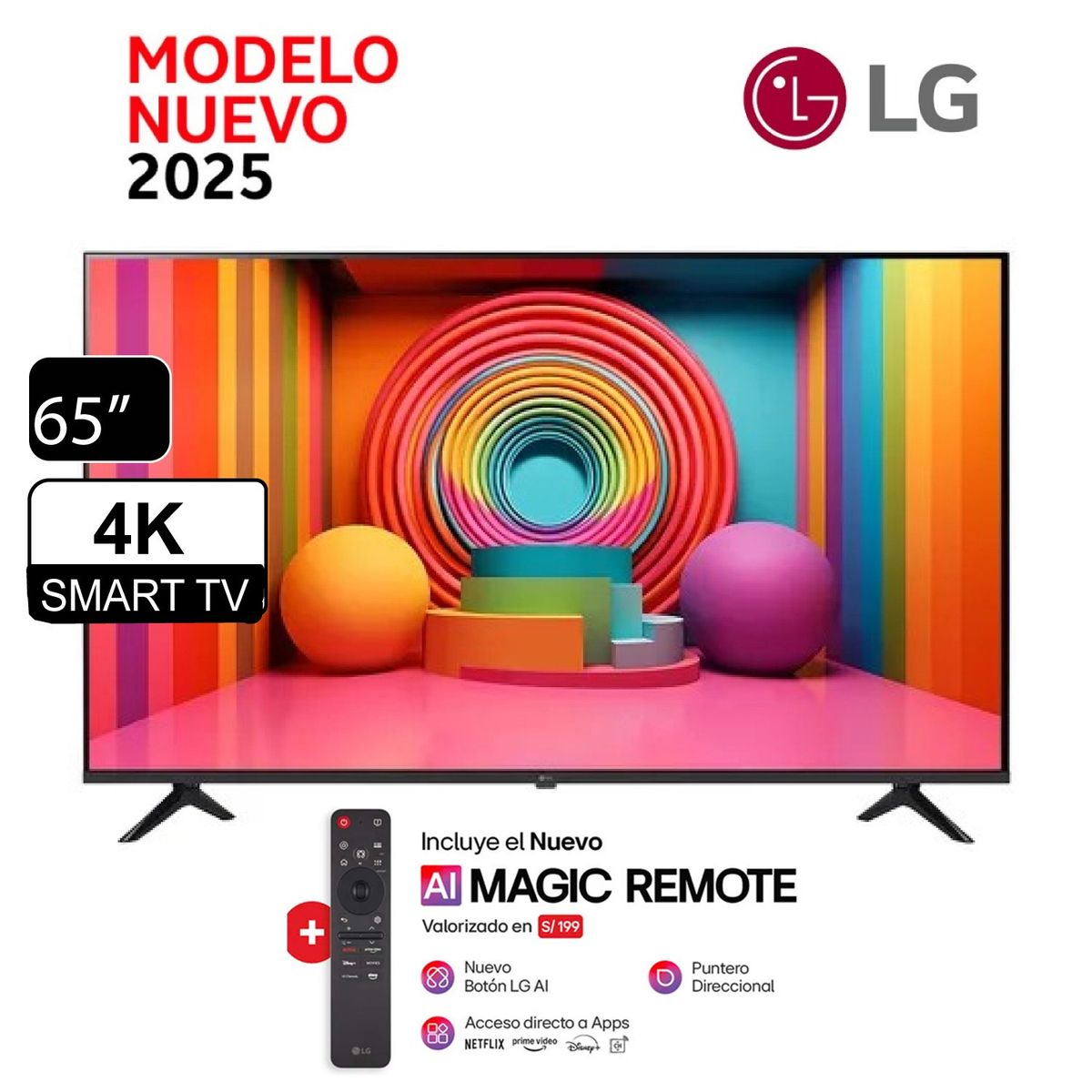LG - Televisor LG 65 Smart TV 4K UHD AI ThinQ 65UA7300PSB + MAGIC
