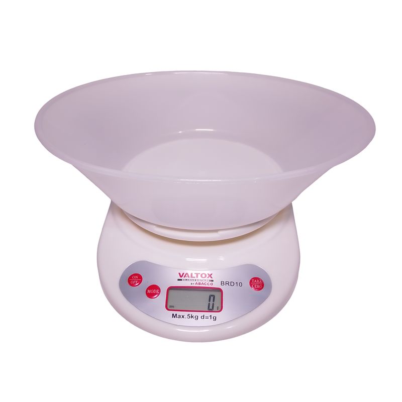 VALTOX - Balanza Digital Gramera de Cocina Valtox 1gr a 5kg con Bowl Blanco