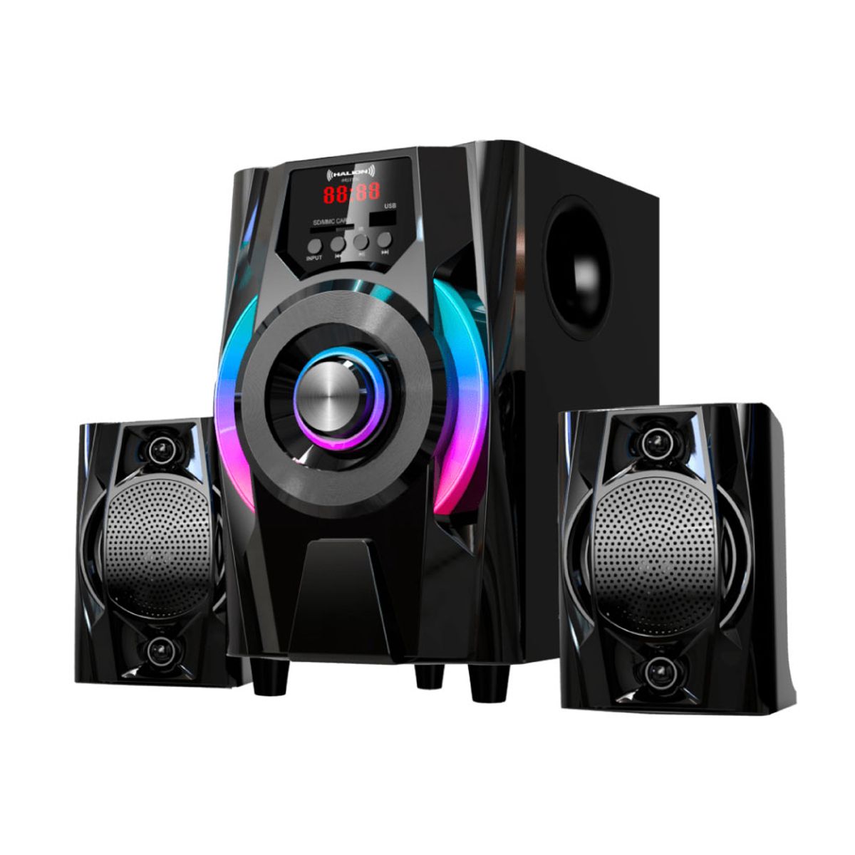 HALION - Parlante 2.1 Halion HA-K43 Bristol Subwoofer 4" USB, SD, BT, FM 80w