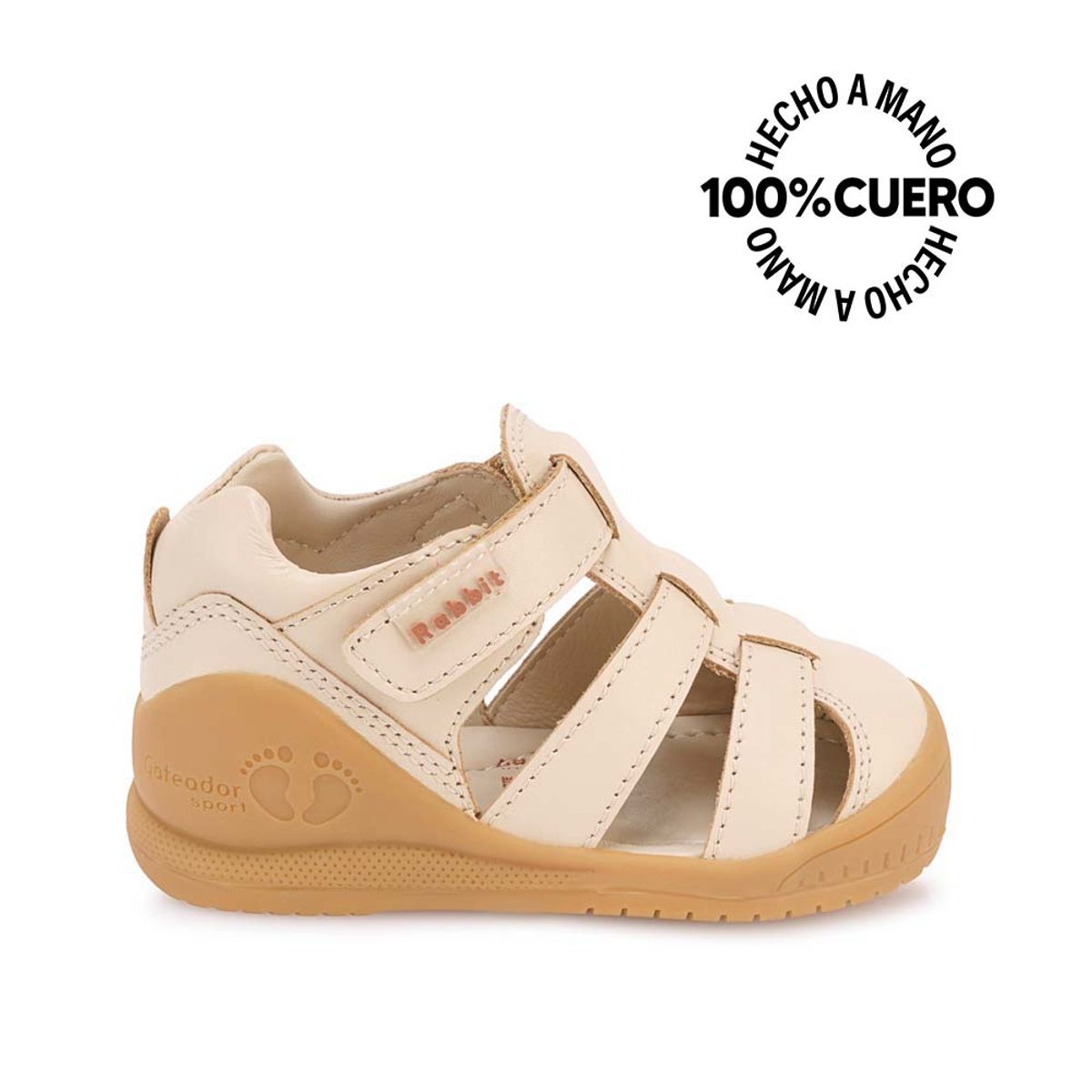 RABBIT - Sandalia Franciscana Casual ALEX-2606 Hueso Rabbit Cuero