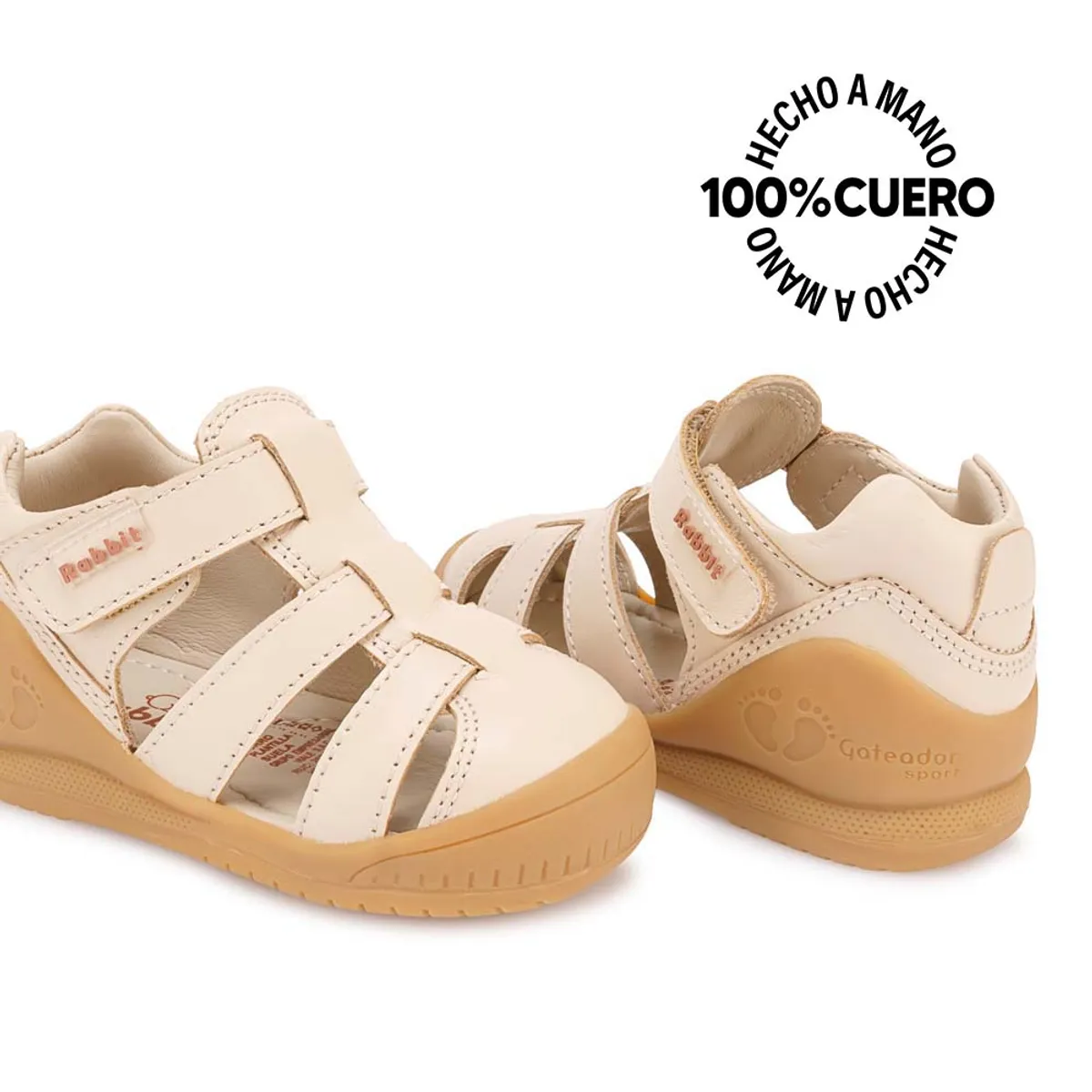 RABBIT - Sandalia Franciscana Casual ALEX-2606 Hueso Rabbit Cuero