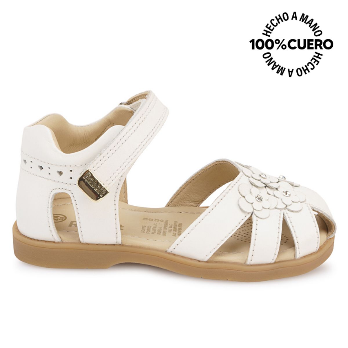 RABBIT - Sandalia Dorsay Casual MIA-2602 Blanco Rabbit Cuero