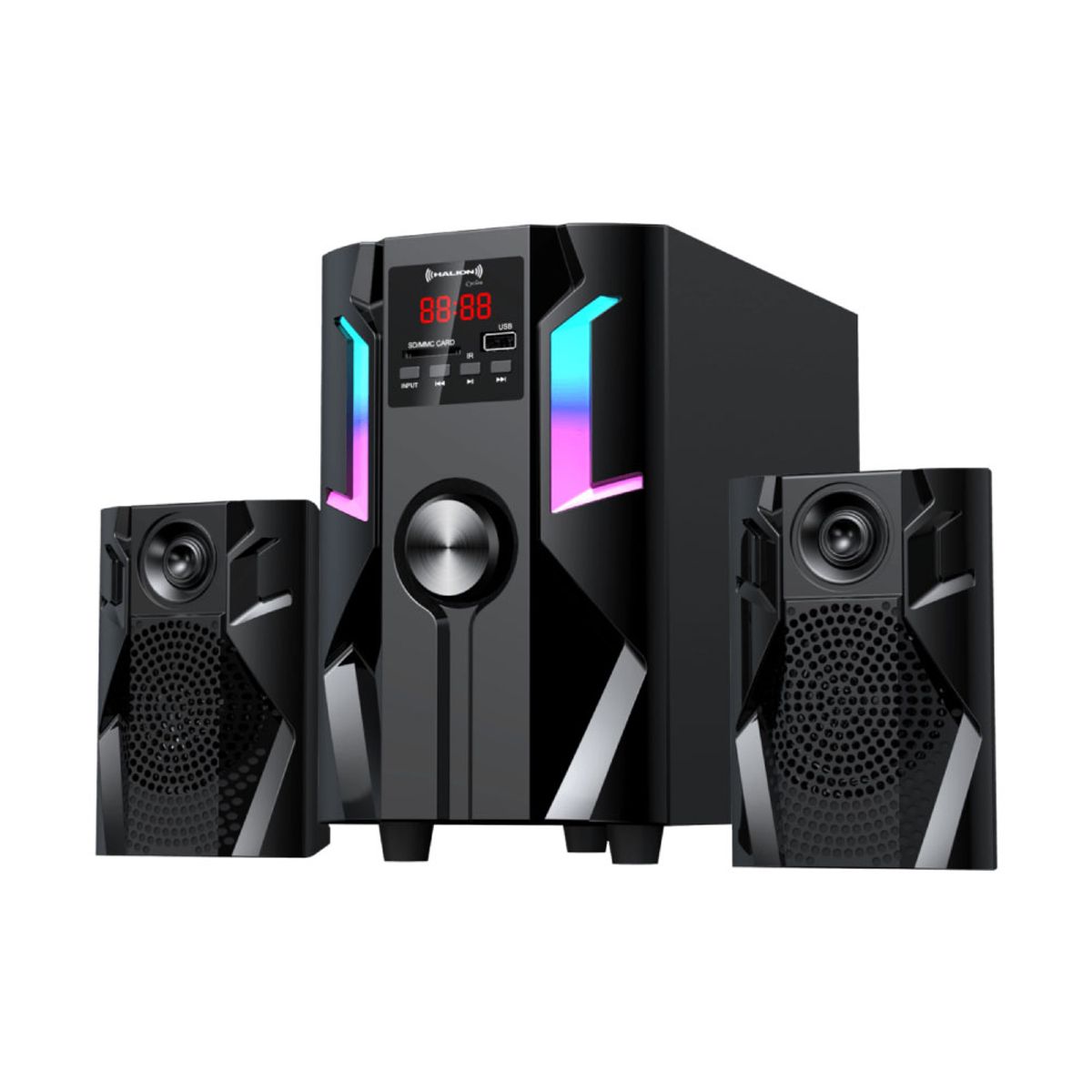 HALION - Parlante 2.1 Halion HA-K41 Cyclon Subwoofer 4" USB, SD, BT, FM 80w