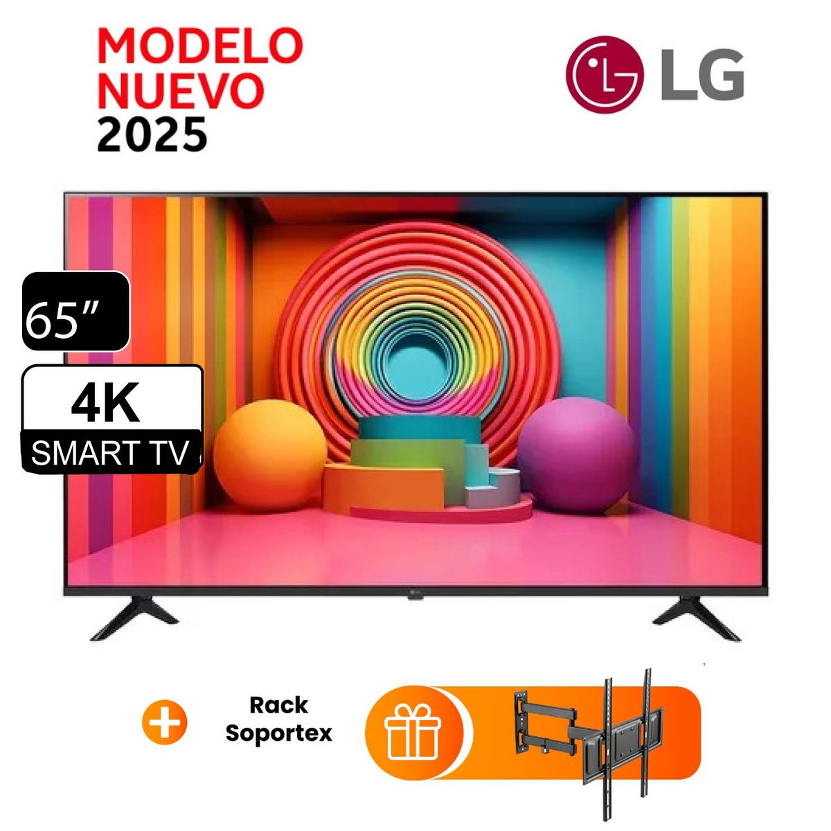 LG - Televisor LG 65 Smart TV 4K UHD AI ThinQ 65UA7300PSB + RACK NEX