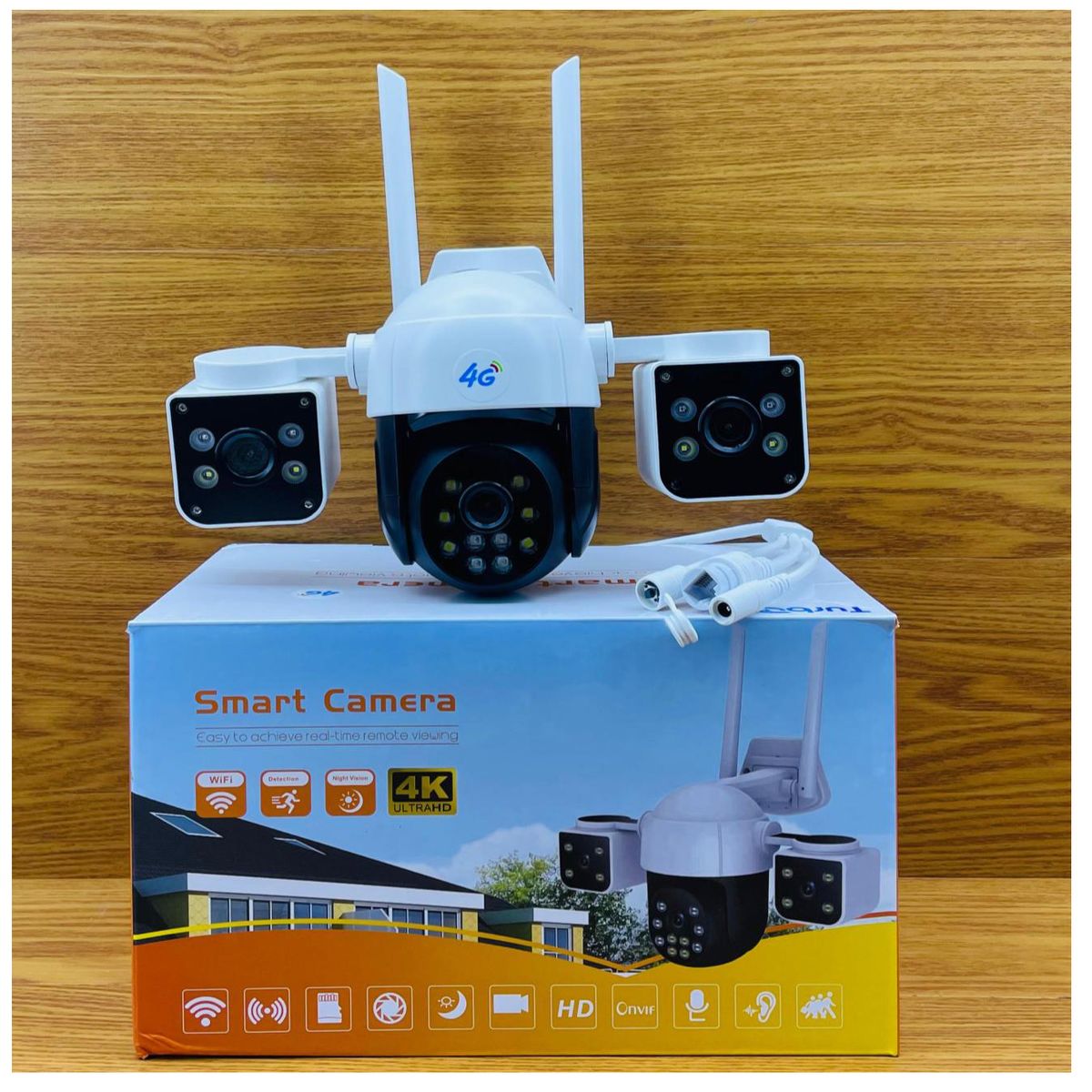 GENERICO - Cámara de Seguridad Triple Lente HD con Chip Inteligente