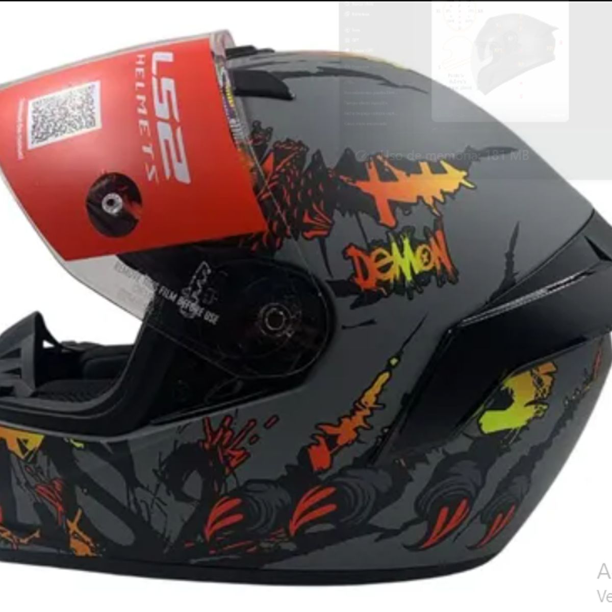 LS2 - CASCO MOTO LS2 NS352 DEMONIO GRIS NARANJA MATE