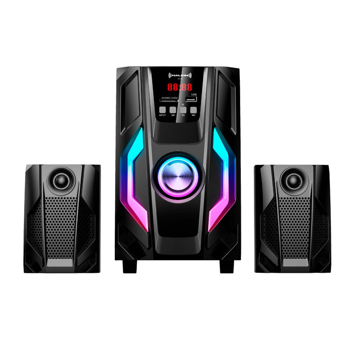 HALION - Parlante 2.1 Halion HA-K44 Bath Subwoofer 4" USB, SD, BT, FM 80w