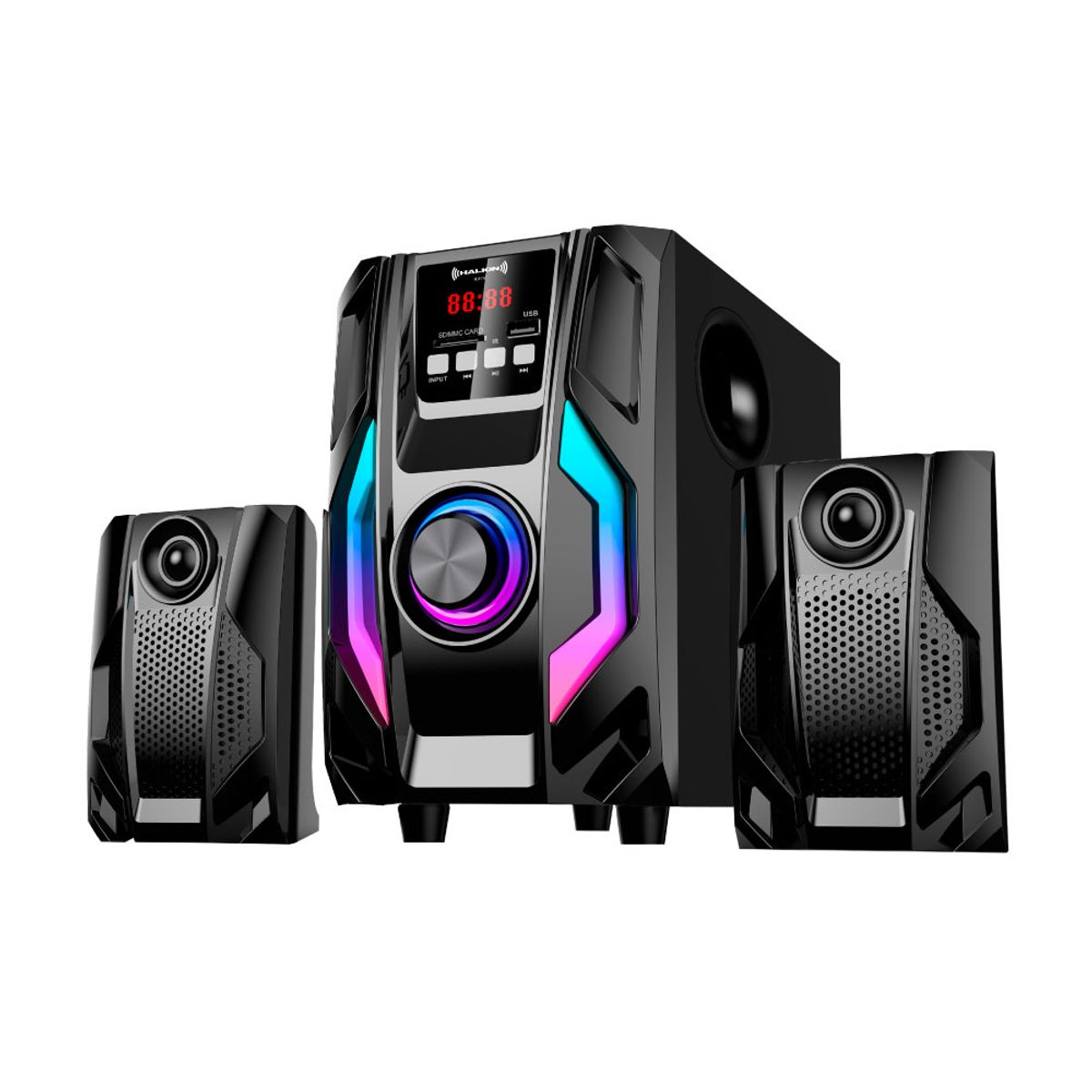 HALION - Parlante 2.1 Halion HA-K44 Bath Subwoofer 4" USB, SD, BT, FM 80w