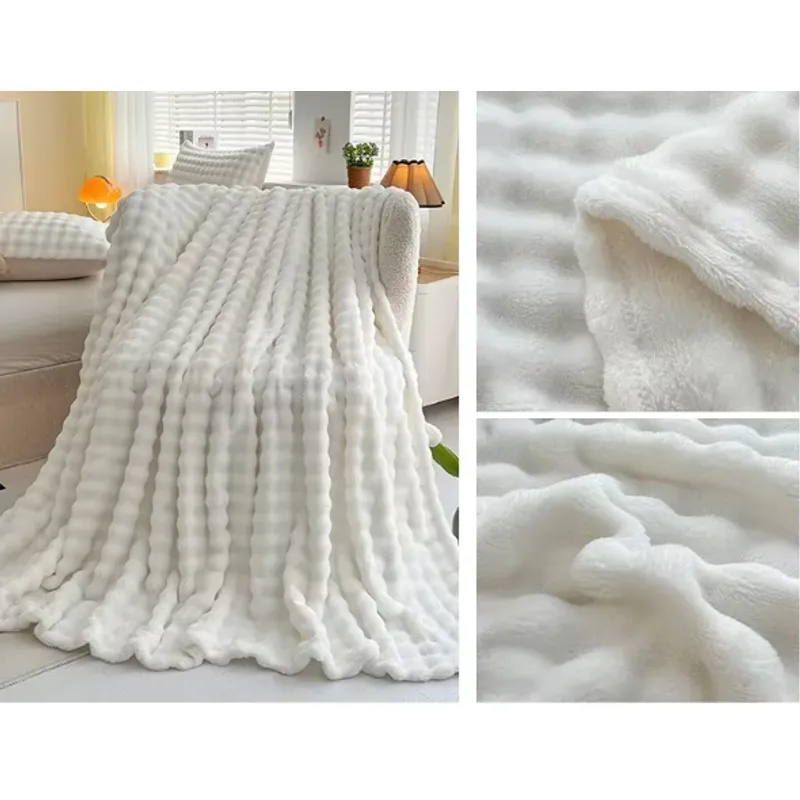 GENERICO - ️ FRAZADA MICROFLEECE SHERPA  2 PLAZAS -BLANCO