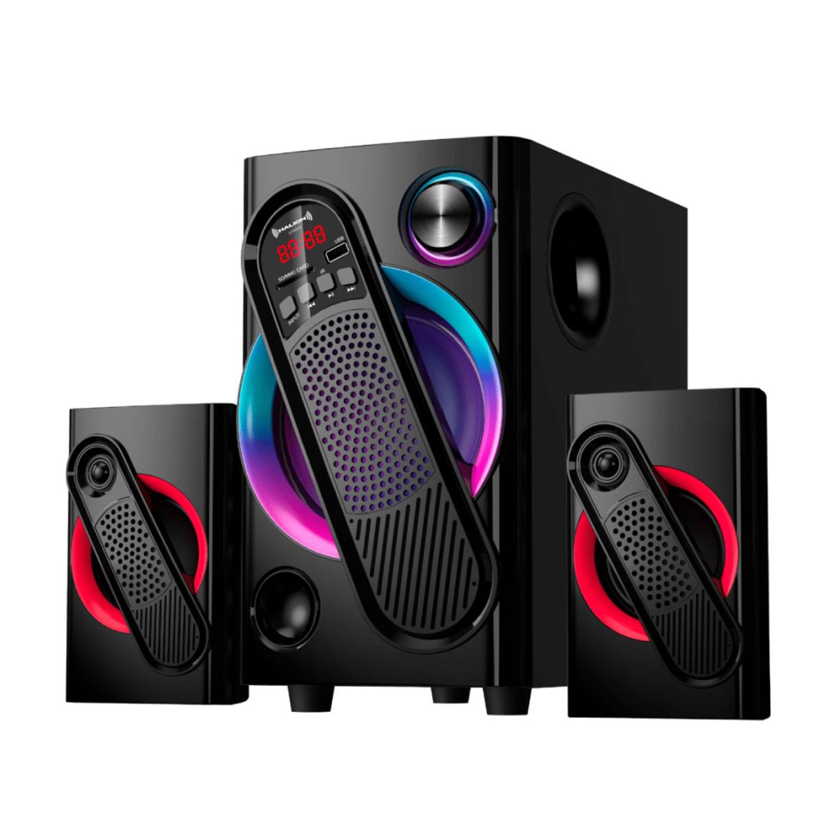 HALION - Parlante 2.1 Halion HA-F61 Gordon Subwoofer 5.25" USB, SD, BT, FM 150w
