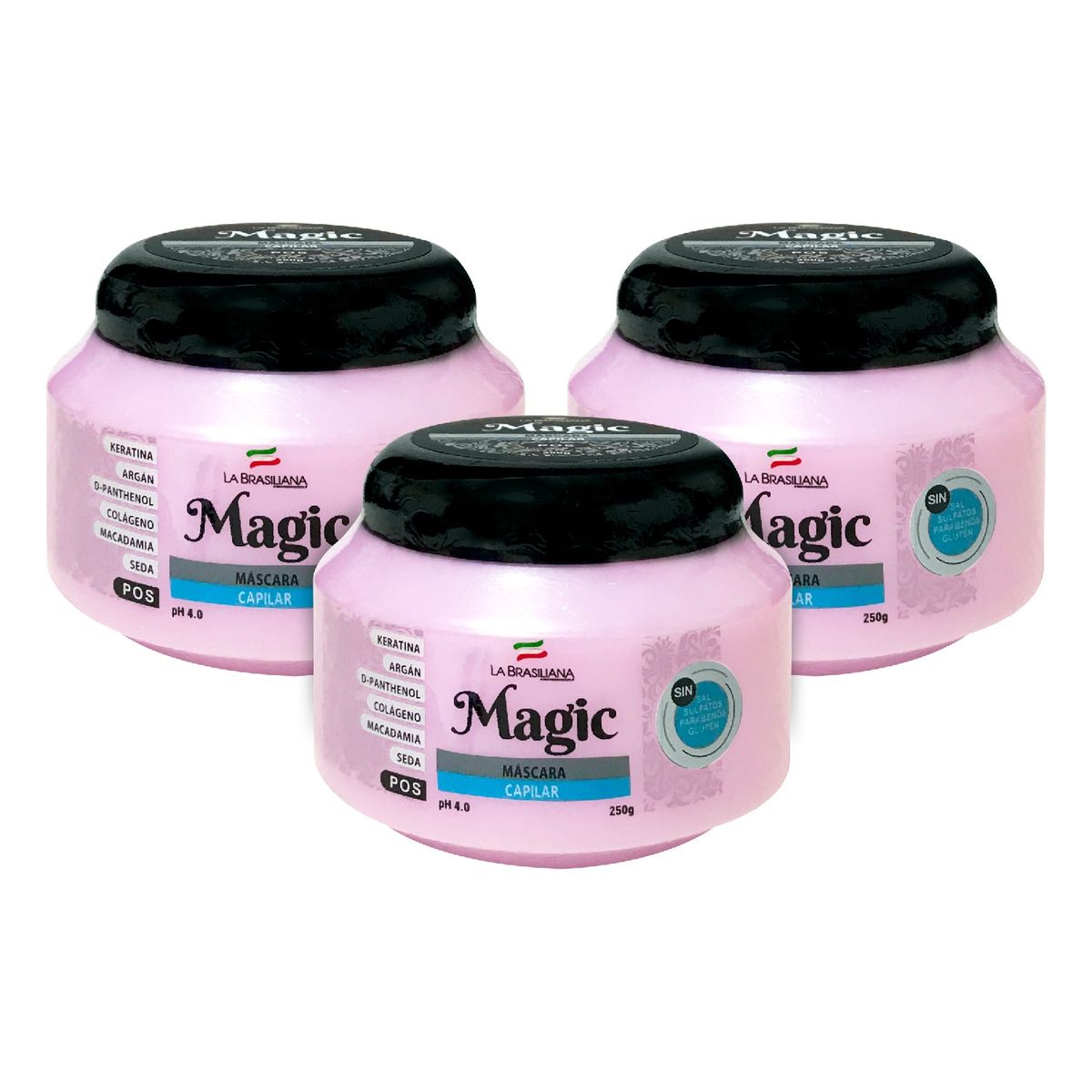 LA BRASILIANA - 3 Máscara Capilar Pos - La Brasiliana 250Gr