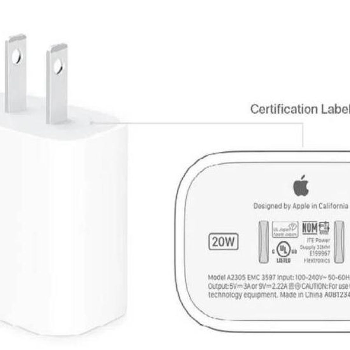 GENERICO - Cargador iPhone 20W Original Dado IP Tipo C de Carga Rápida