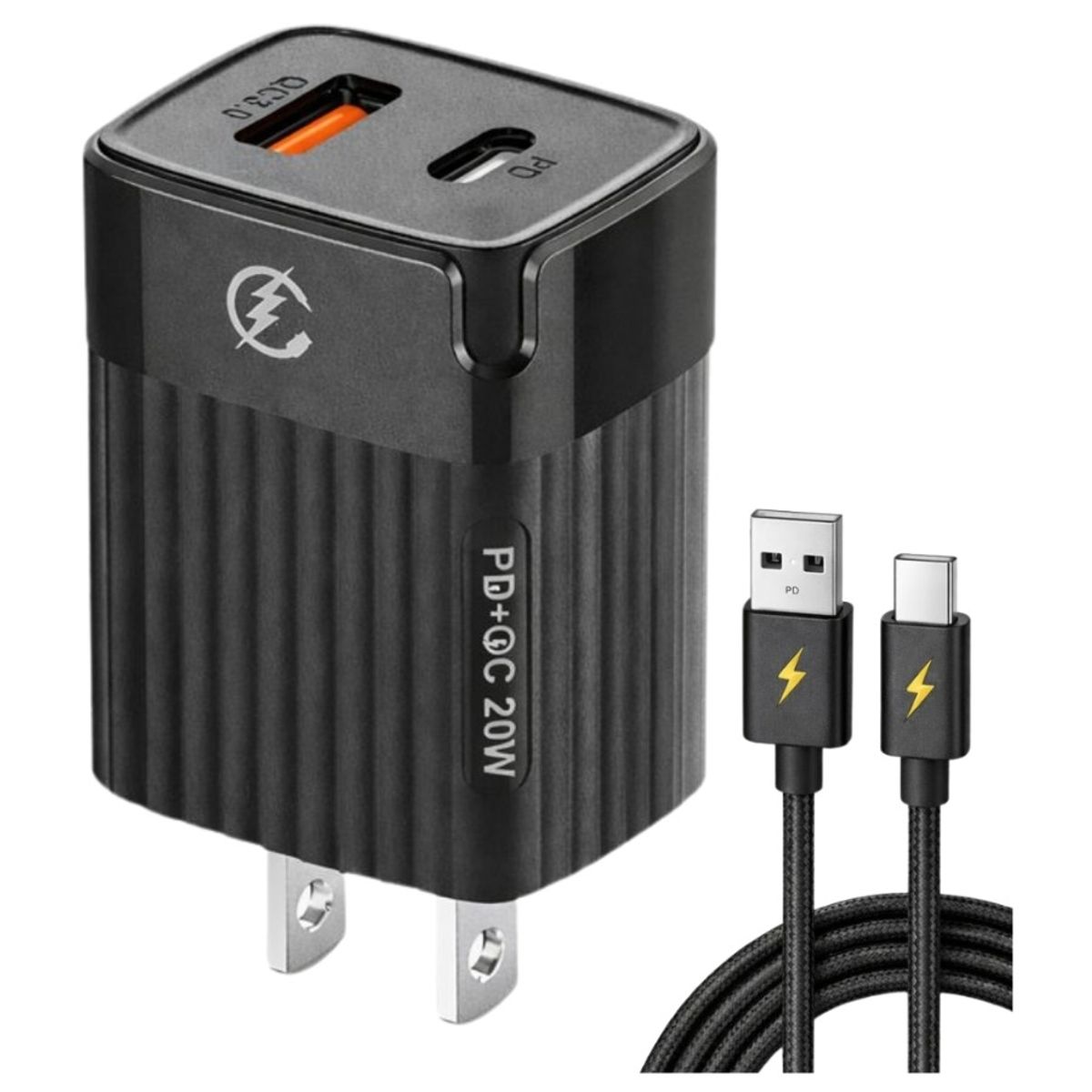 GENERICO - VOLTRAX CUBO 20W USB+C CARGA RAPIDA + CABLE 1MT