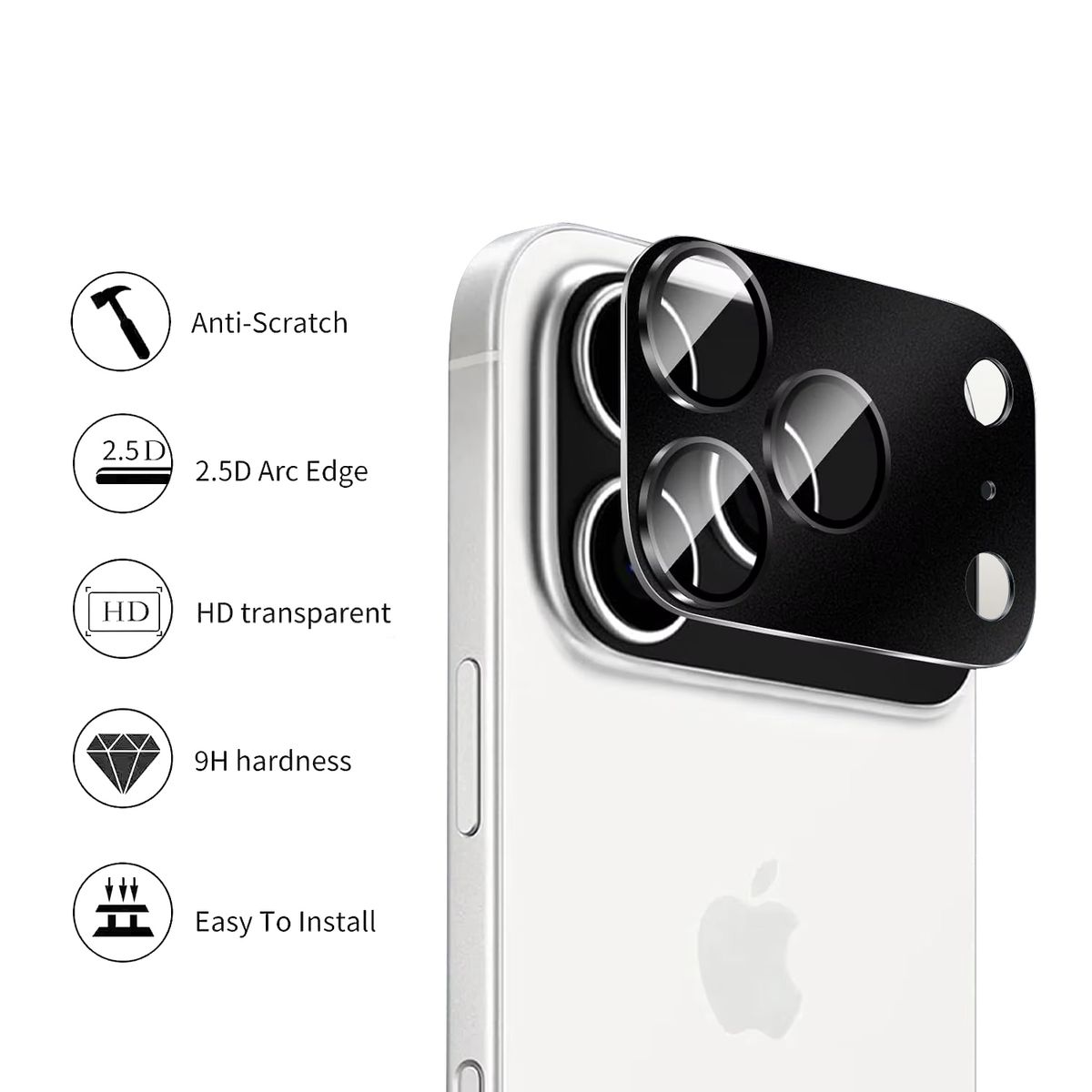 GENERICO - Protector De Camara Iphone 17 Pro Max y Iphone 17 Pro Black