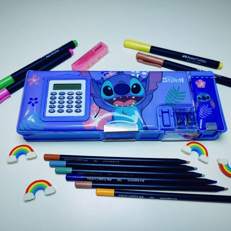 DISNEY CLASICOS - Cartuchera de doble tapa con calculadora