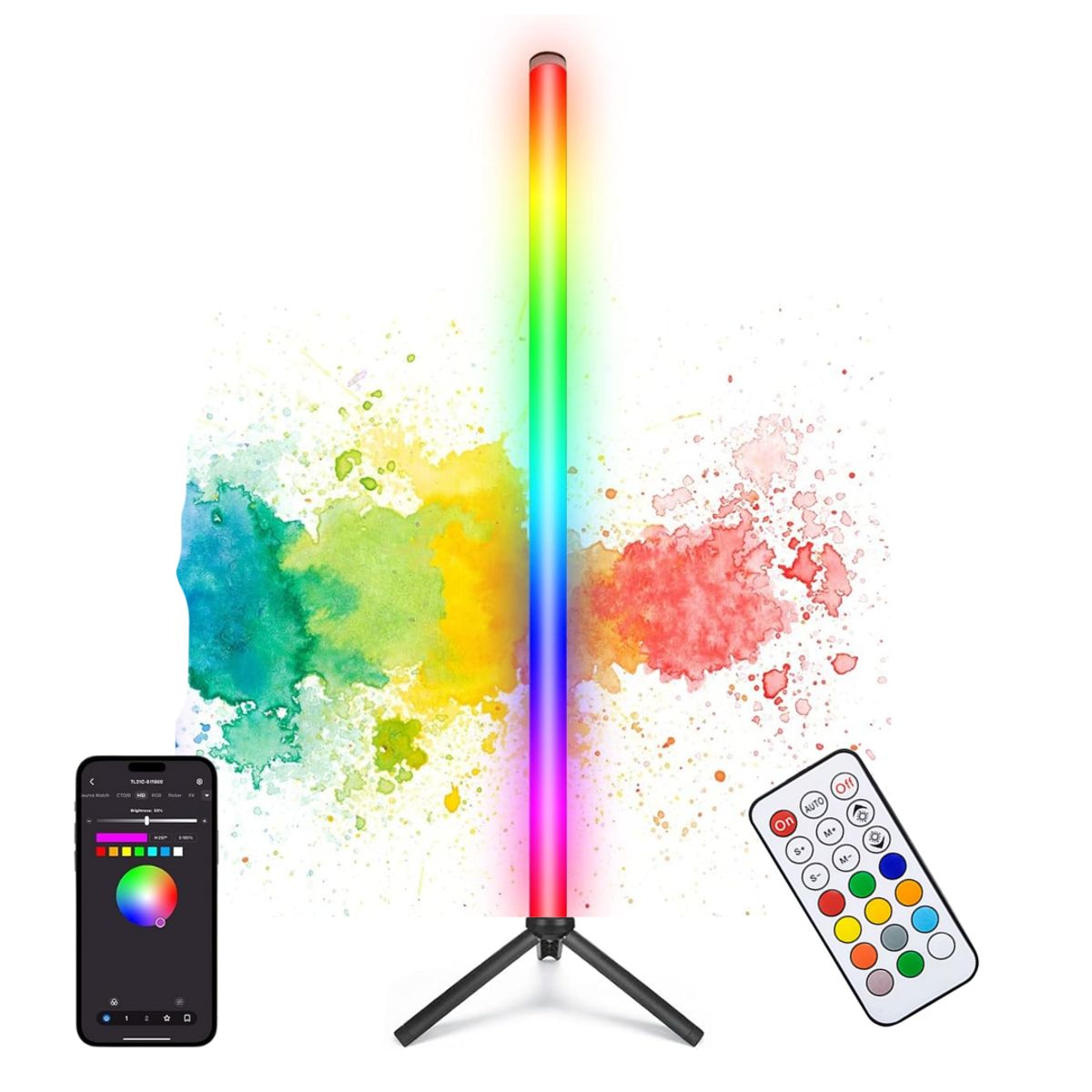 SEISA - Barra De Luz Led Rgb 120cm Ritmica Control Remoto Y App Streaming