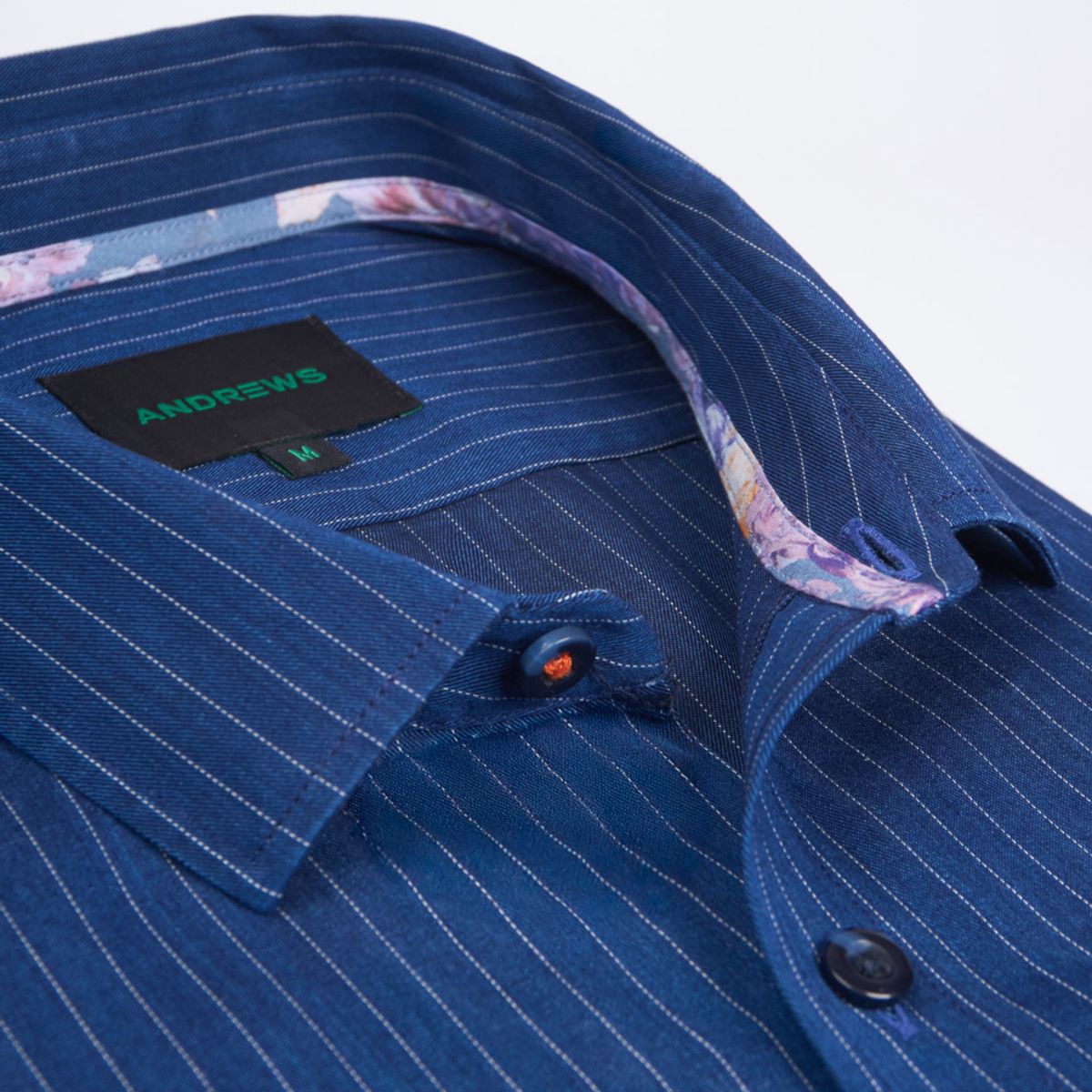 ANDREW'S TIES - Camisa Casual - Azul con Detalles en Puño y Cuello
