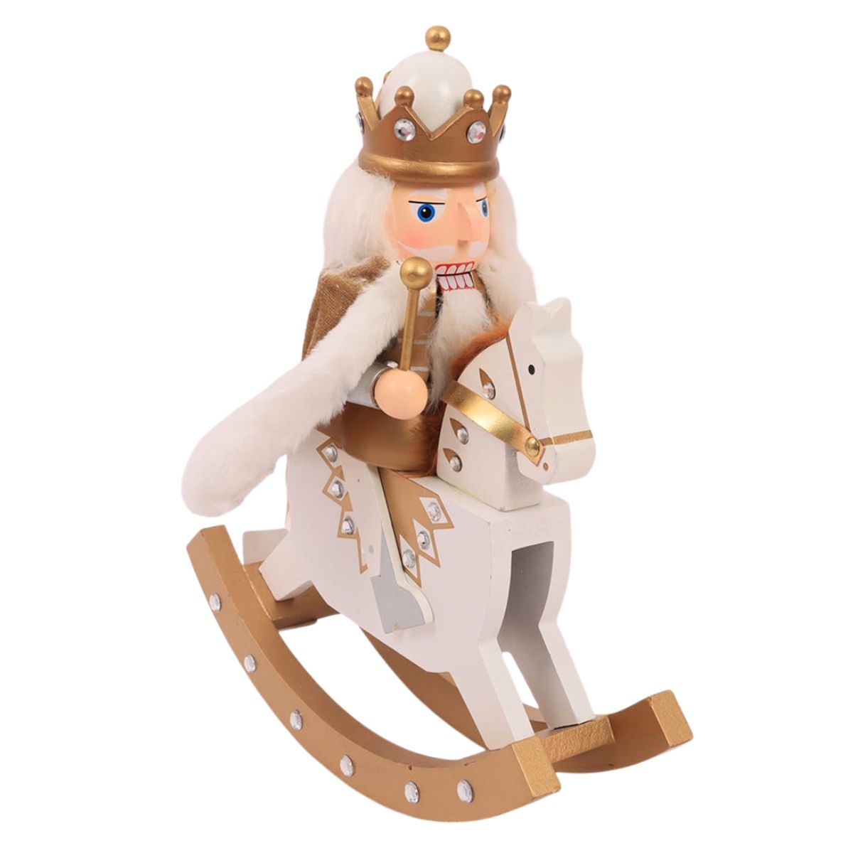 INSPIRA MARKET - Cascanueces Decorativo en Caballo de Madera Dorado 30 cm