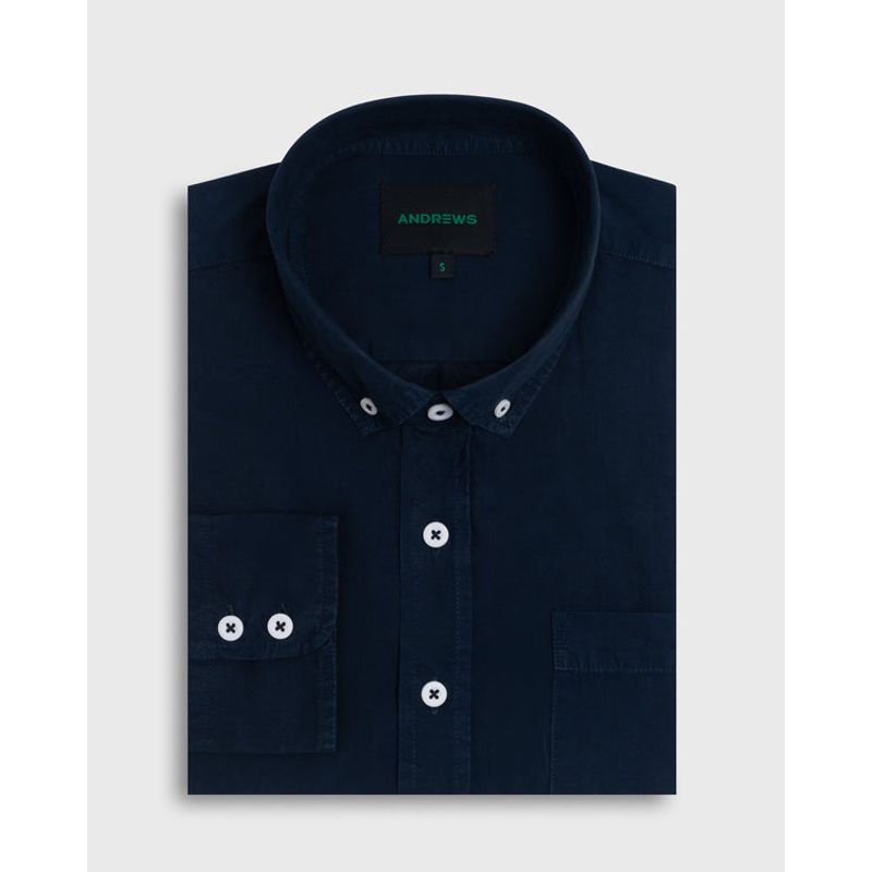 ANDREW'S TIES - Camisa Casual Garment Dye - cuello button-down Puño azul