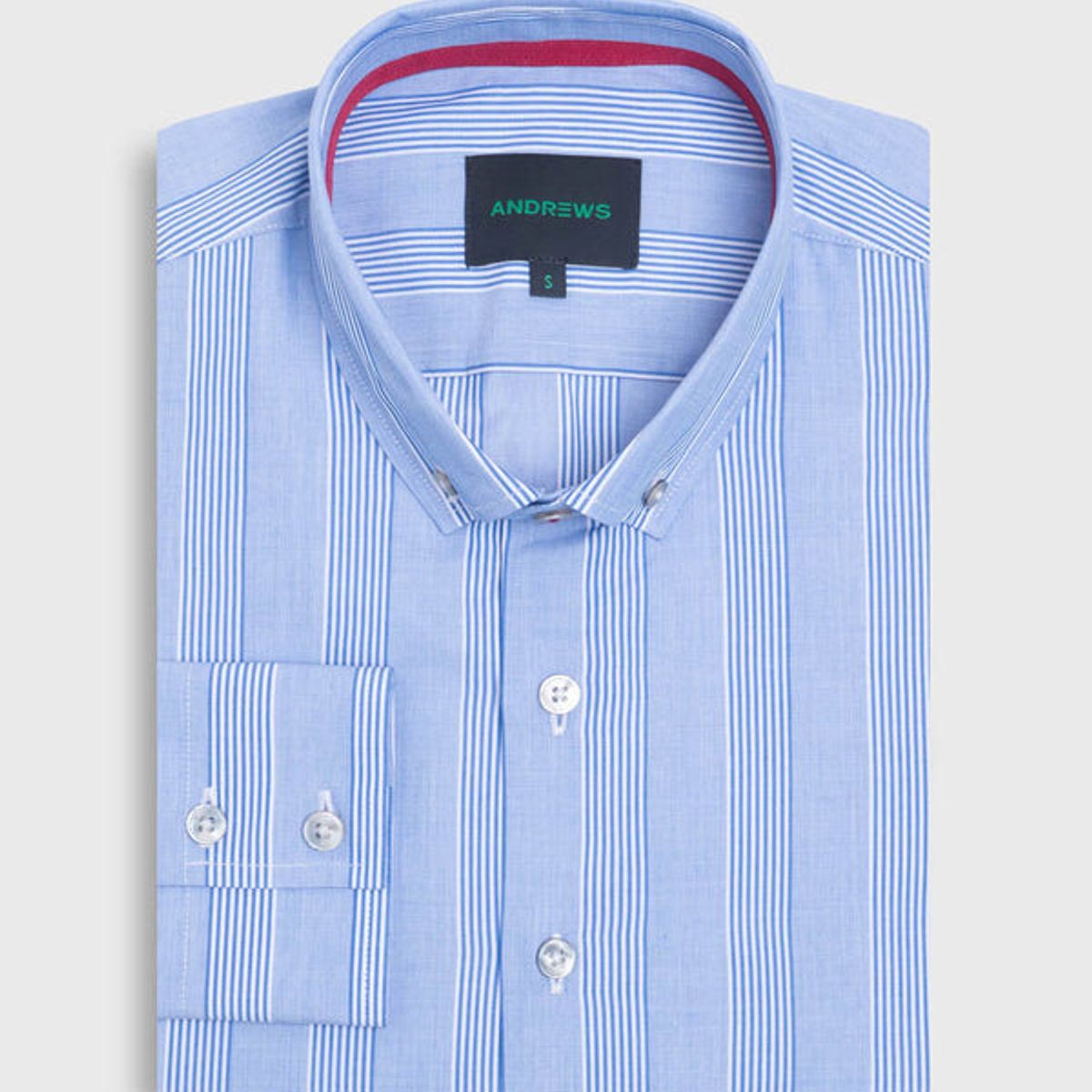 ANDREW'S TIES - Camisa Casual twill - cuello button-down puño simple azul