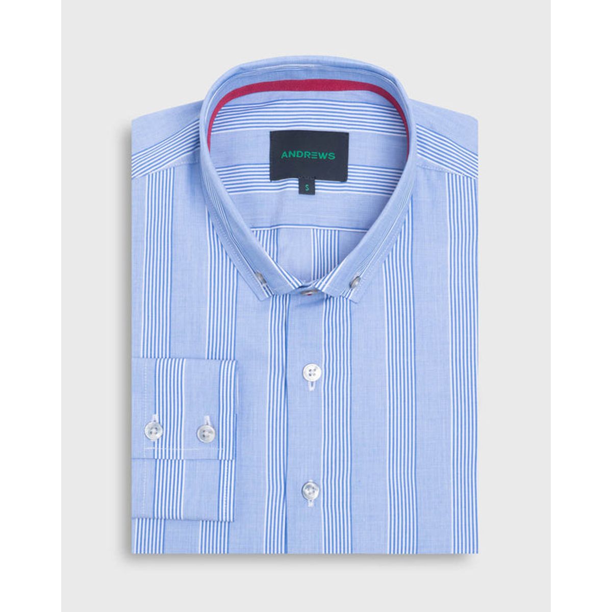 ANDREW'S TIES - Camisa Casual twill - cuello button-down puño simple azul