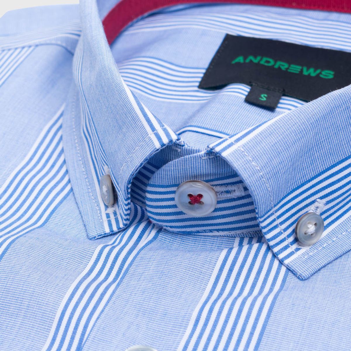 ANDREW'S TIES - Camisa Casual twill - cuello button-down puño simple azul