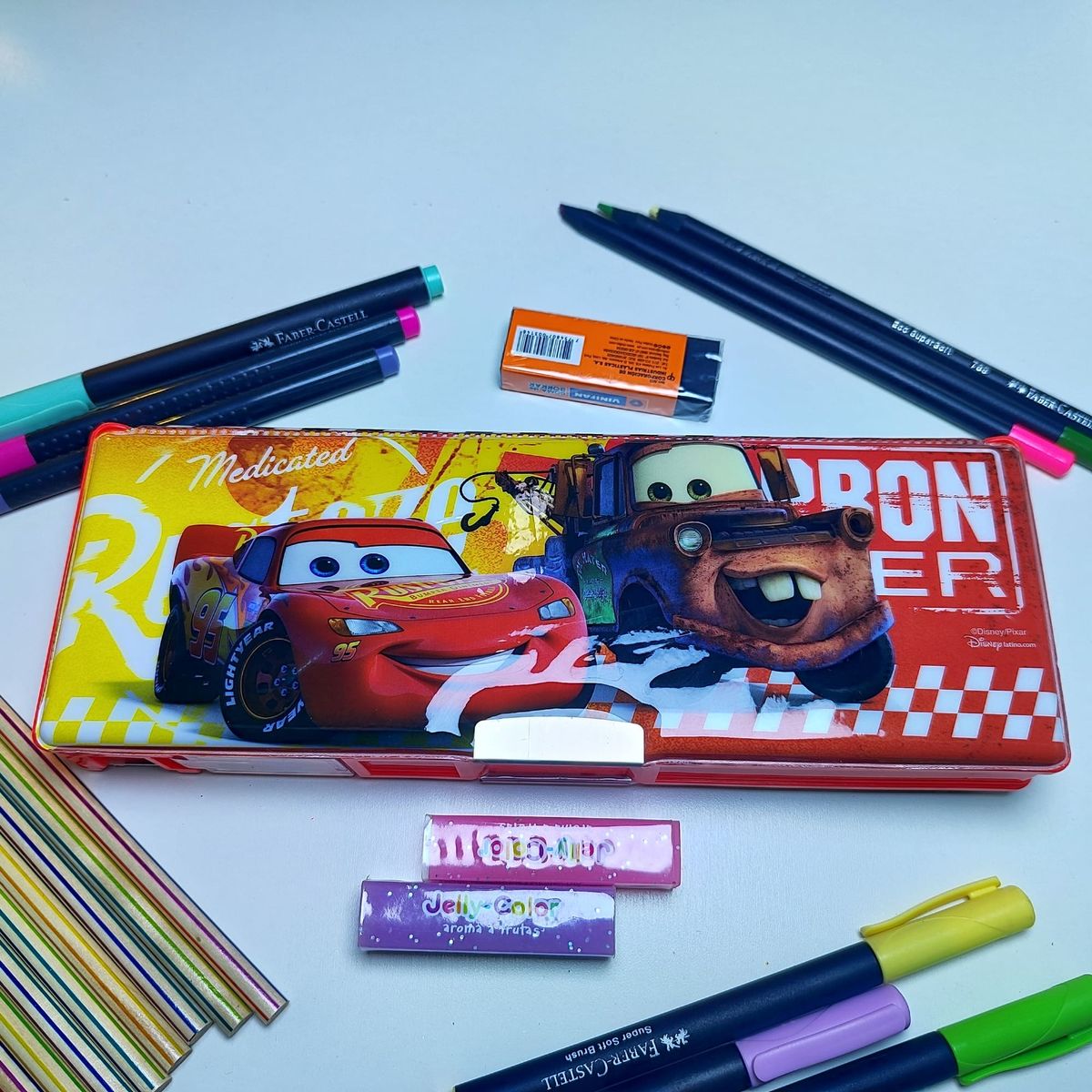 DISNEY PIXAR - Cartuchera de doble tapa con calculadora