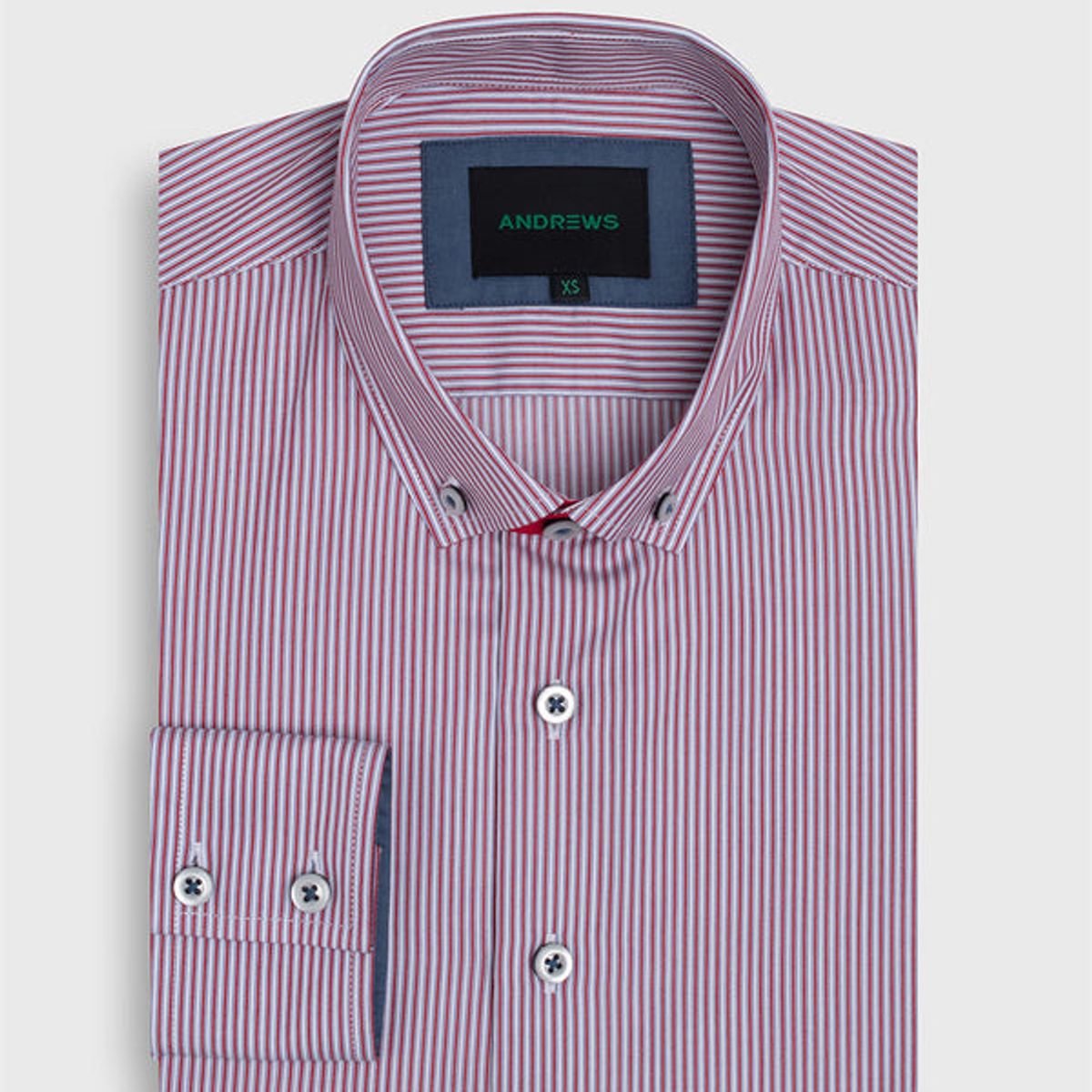 ANDREW'S TIES - Camisa Casual twill satin - cuello button-down rojo