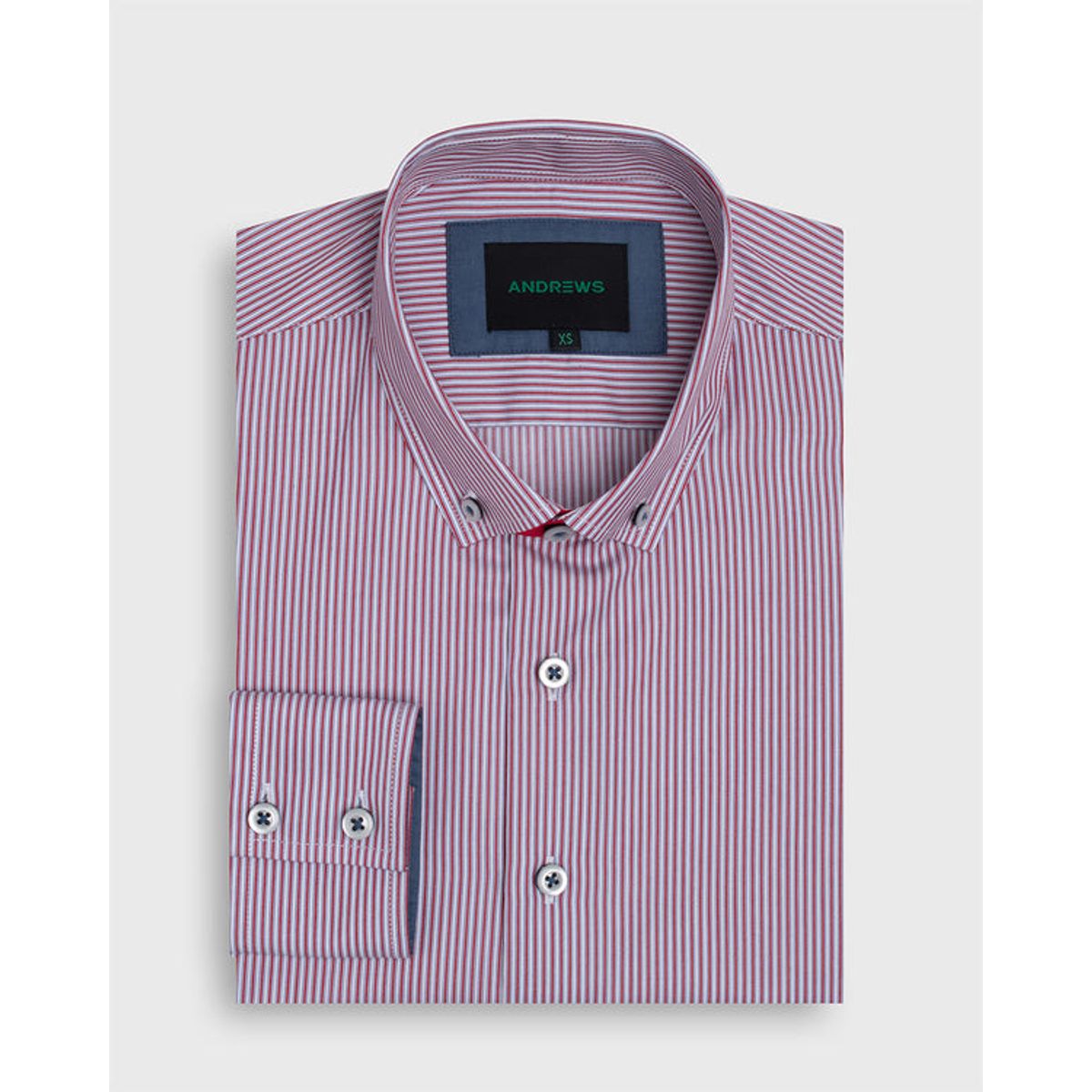 ANDREW'S TIES - Camisa Casual twill satin - cuello button-down rojo