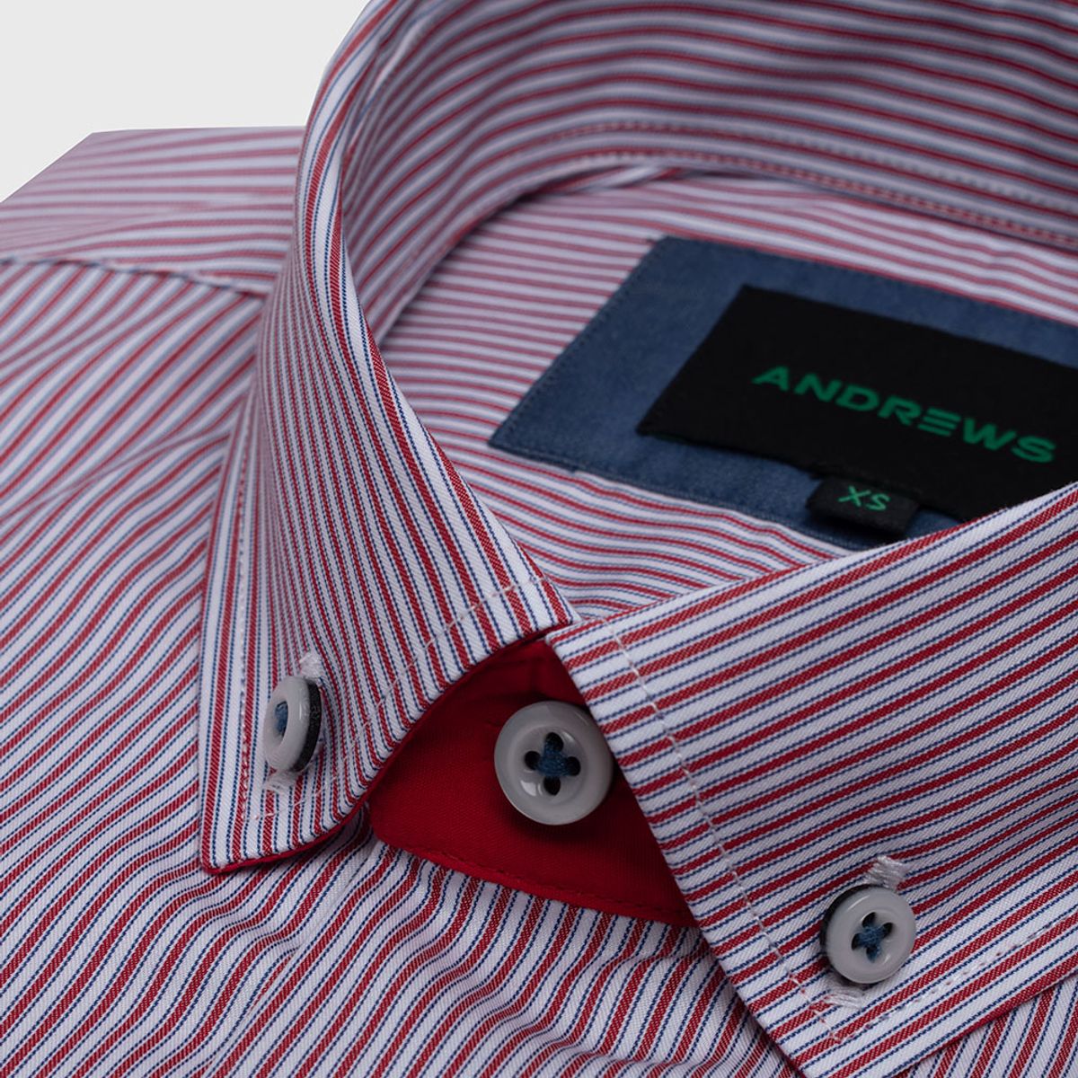 ANDREW'S TIES - Camisa Casual twill satin - cuello button-down rojo