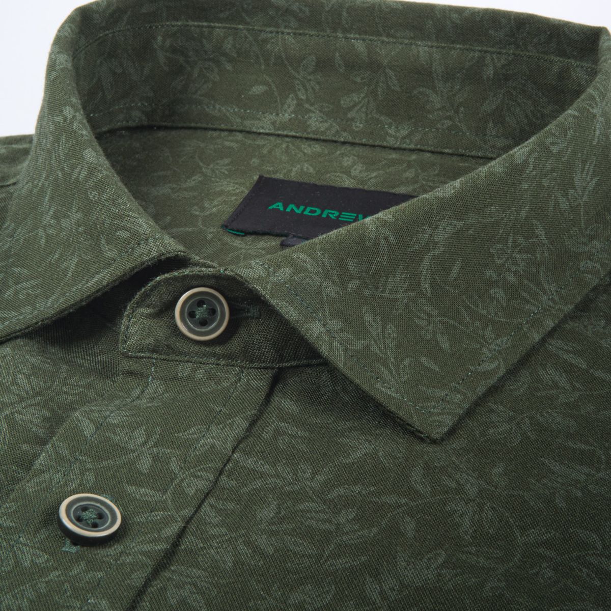 ANDREW'S TIES - Camisa Casual Estampada Verde Con bolsillo