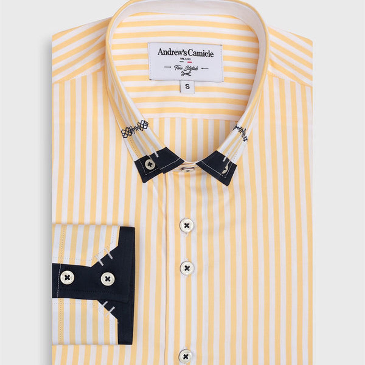 ANDREW'S TIES - Camisa Casual - cuello button-down  puño simple 2 botones amarillo
