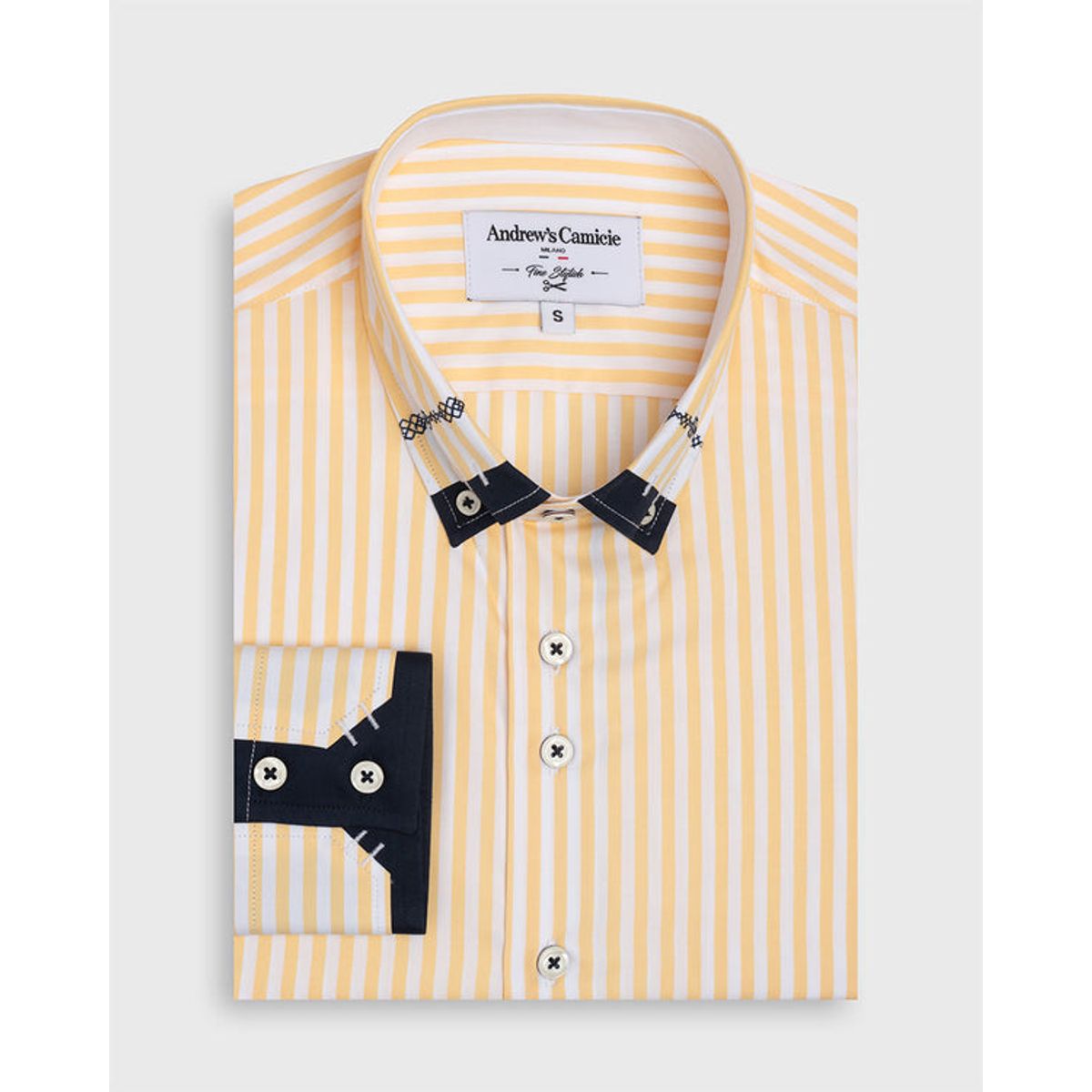ANDREW'S TIES - Camisa Casual - cuello button-down  puño simple 2 botones amarillo
