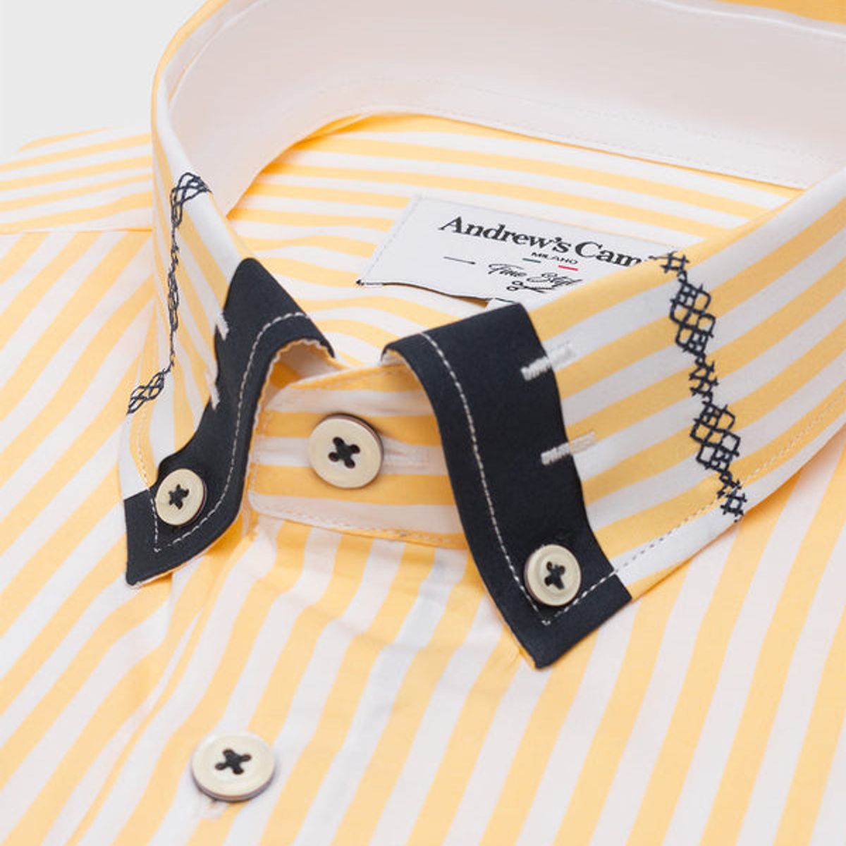 ANDREW'S TIES - Camisa Casual - cuello button-down  puño simple 2 botones amarillo