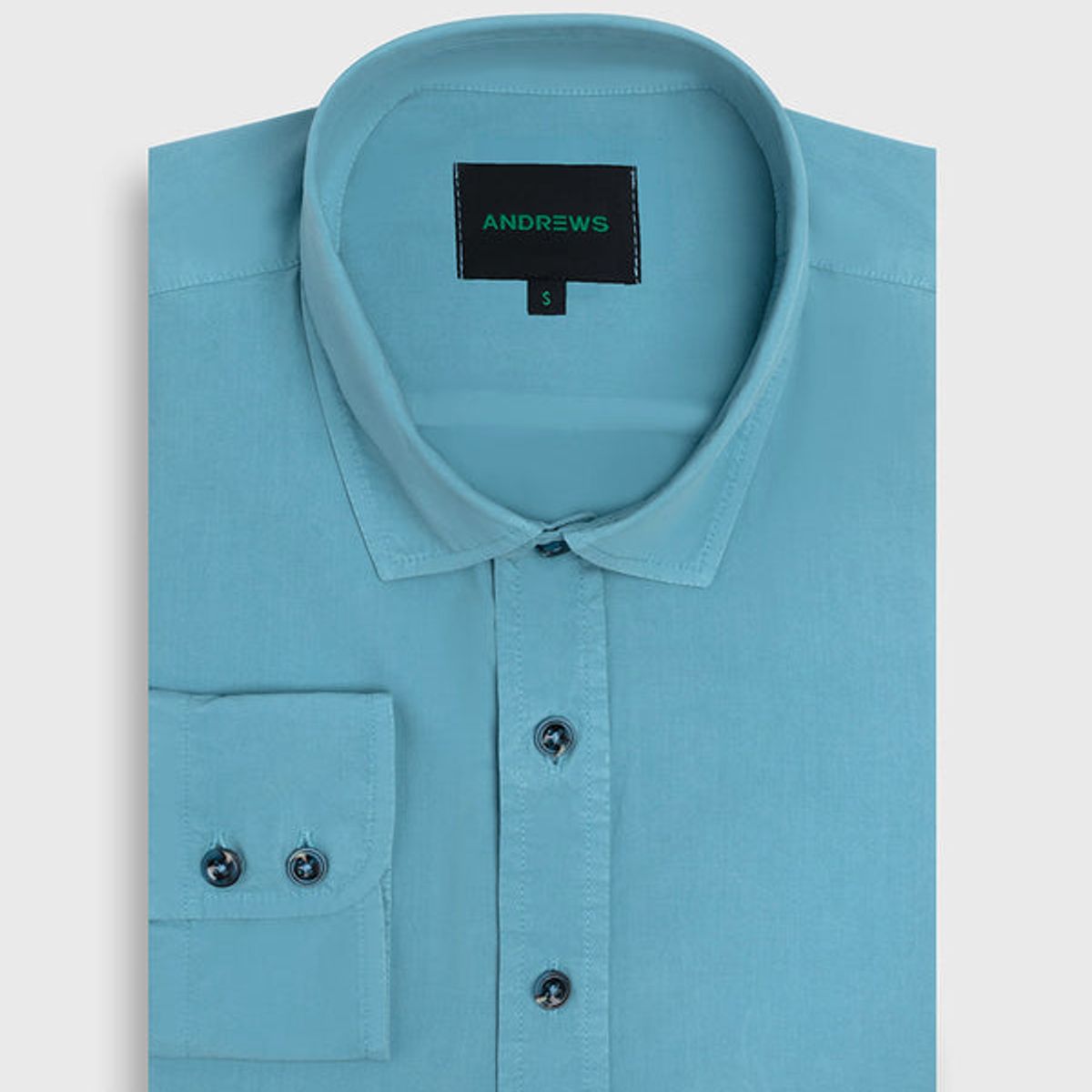 ANDREW'S TIES - Camisa Casual Garment Dye - Puño simple 2 botones turquesa