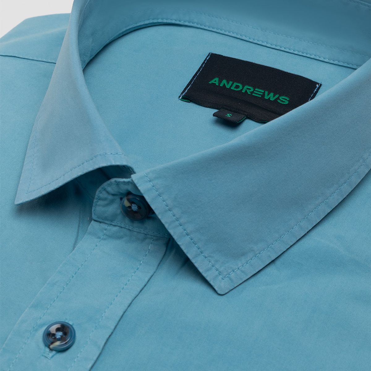 ANDREW'S TIES - Camisa Casual Garment Dye - Puño simple 2 botones turquesa