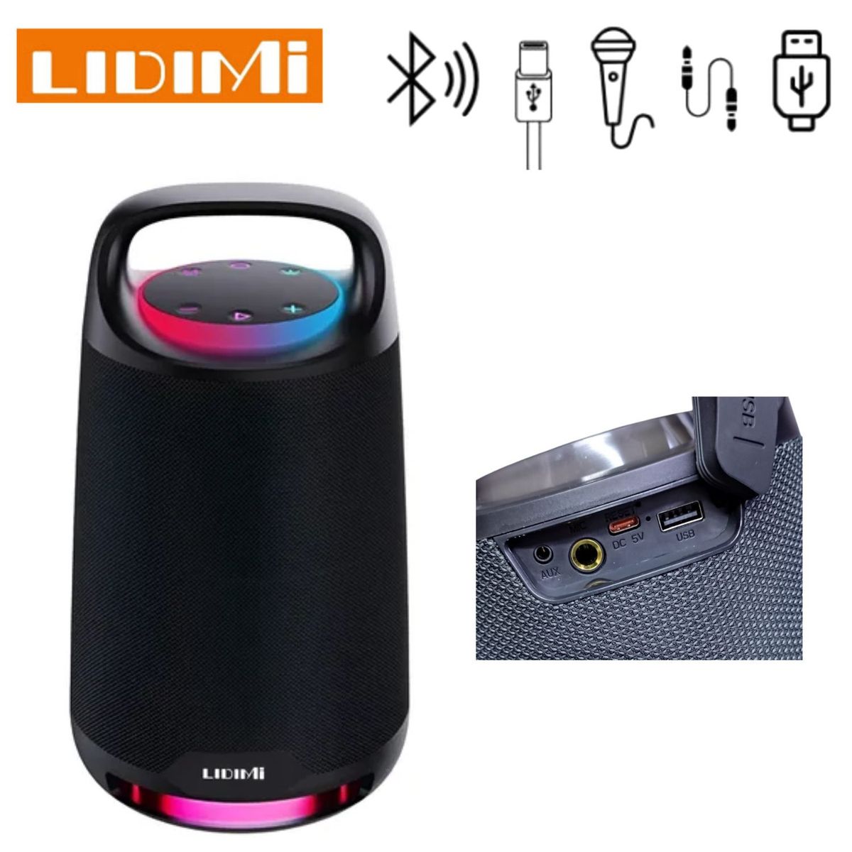 LIDIMI - Parlante Portátil Lidimi LDS634 con entrada para Micrófono