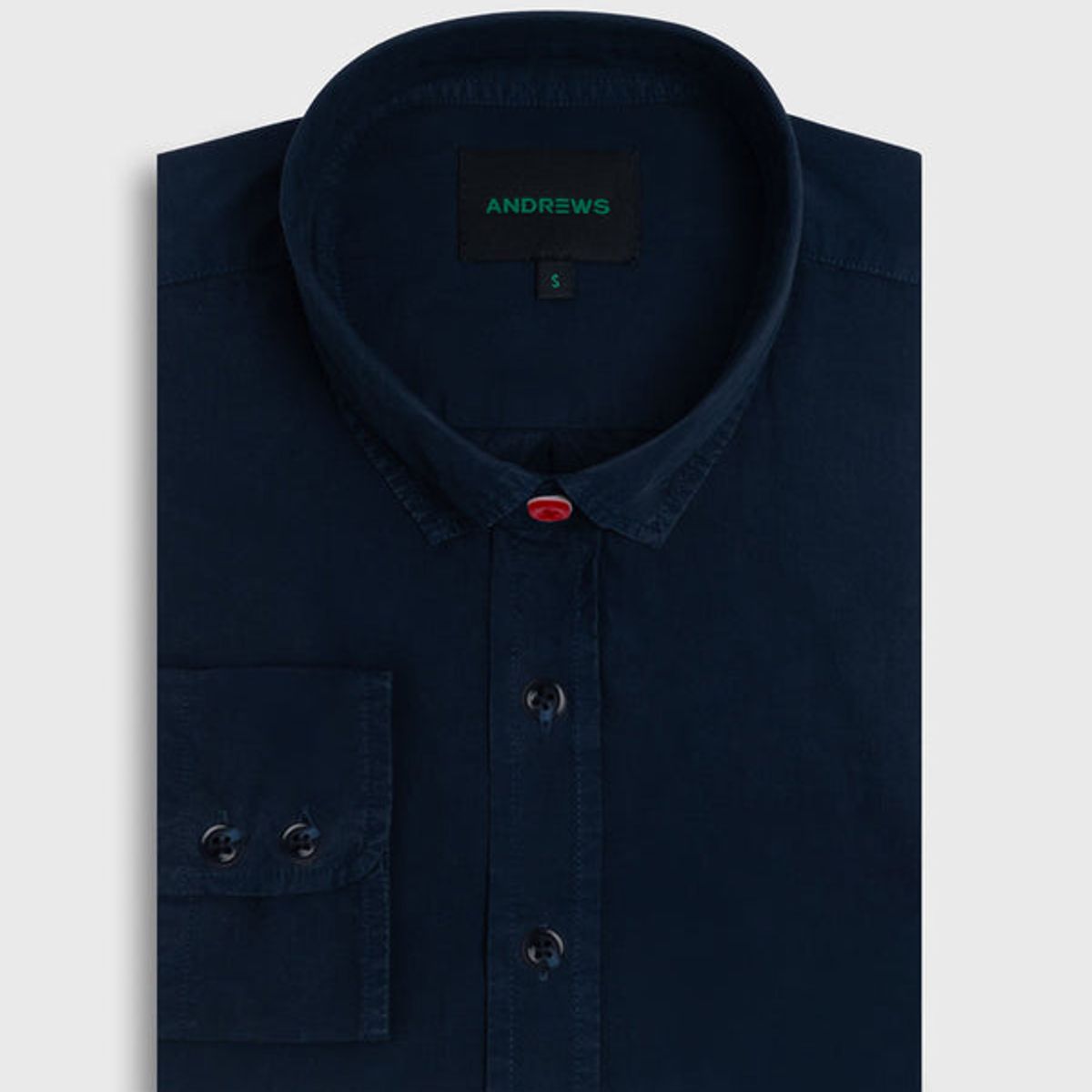 ANDREW'S TIES - Camisa Casual Garment Dye -  Puño simple 2 botones azul