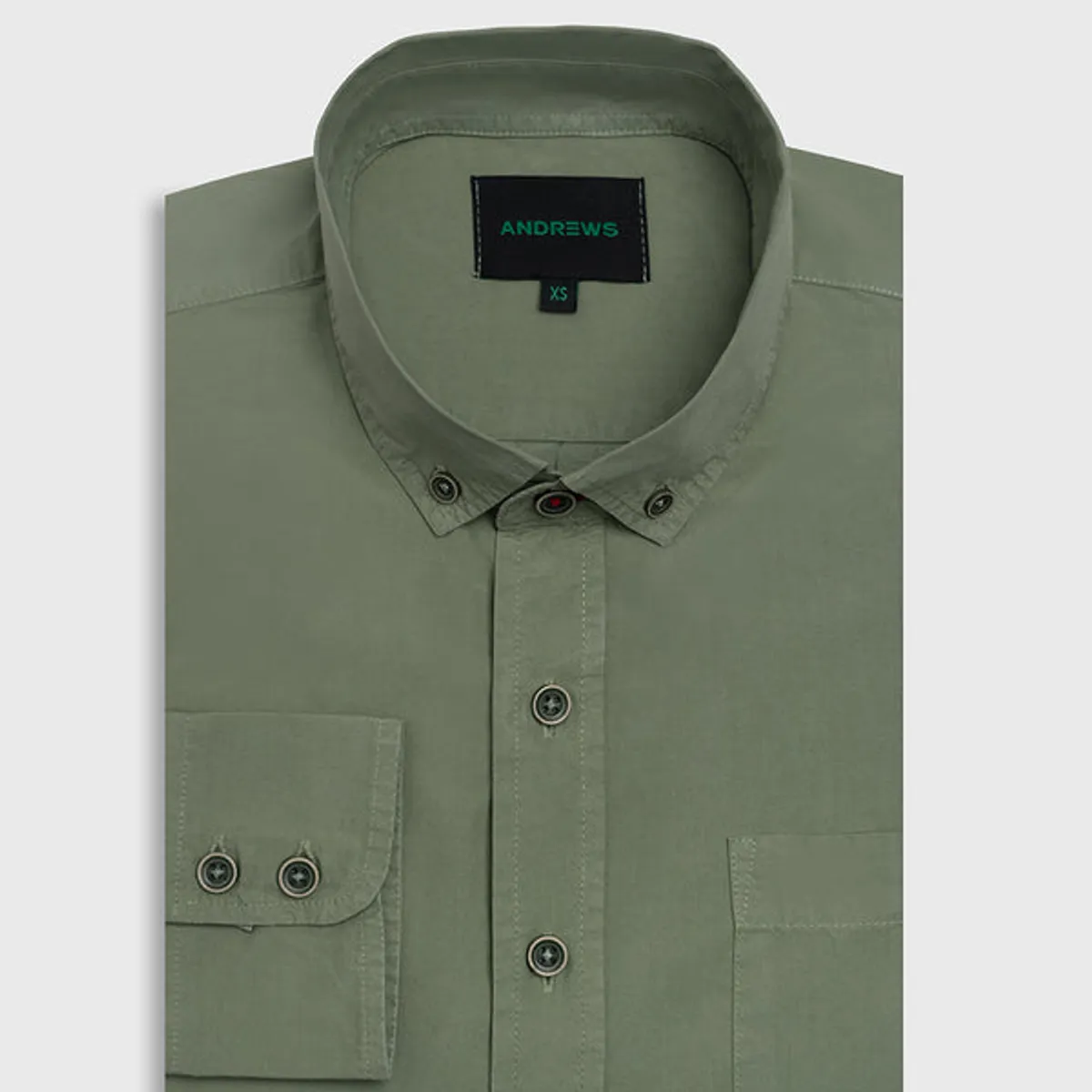 ANDREW'S TIES - Camisa Casual Garment Dye - cuello button-down verde