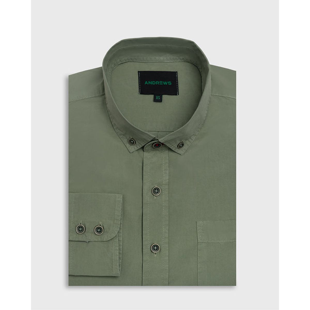 ANDREW'S TIES - Camisa Casual Garment Dye - cuello button-down verde