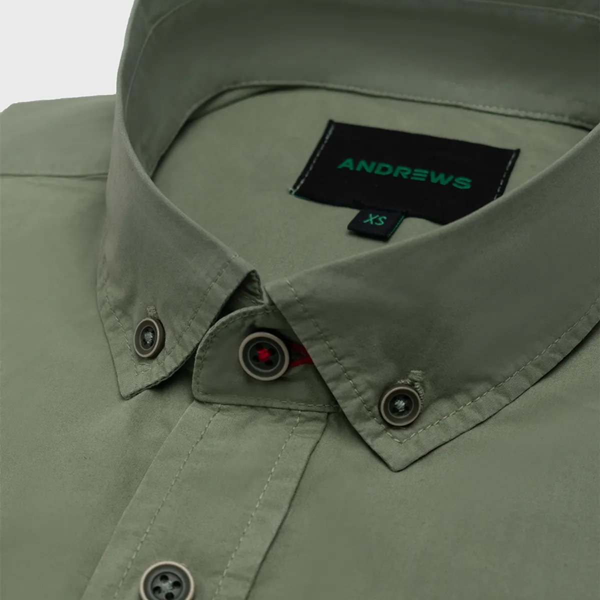 ANDREW'S TIES - Camisa Casual Garment Dye - cuello button-down verde