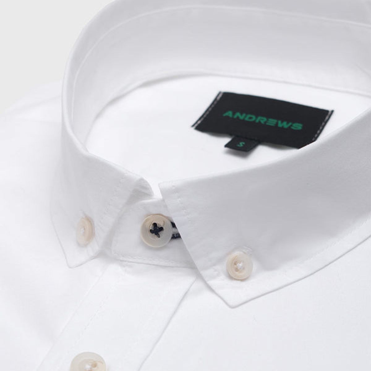 ANDREW'S TIES - Camisa Casual Garment Dye - cuello button-down blanco