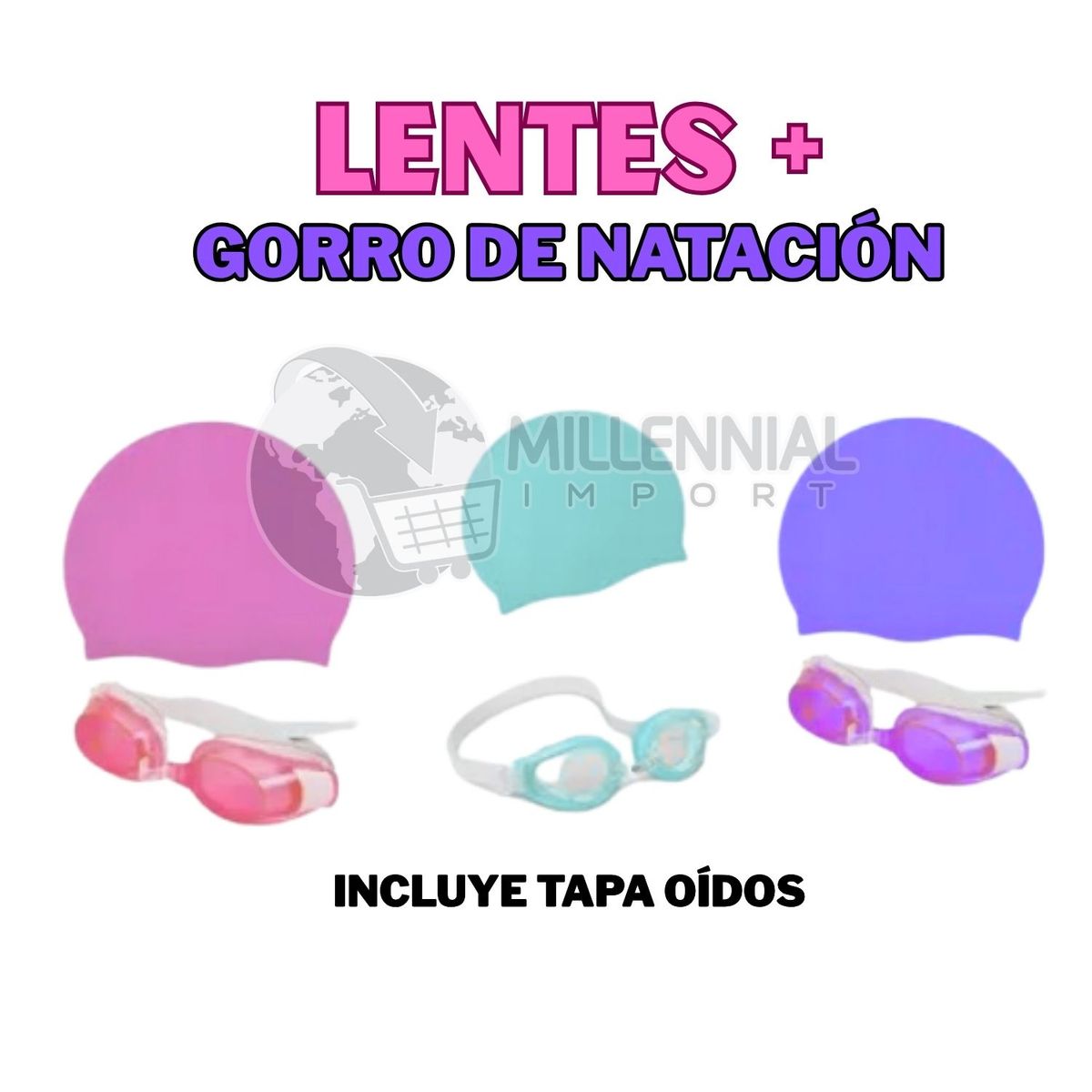 GENERICO - ARTICULOS DE NATACIÓN NIÑA LENTES UV PROTECCIÓN + GORRO LICRA