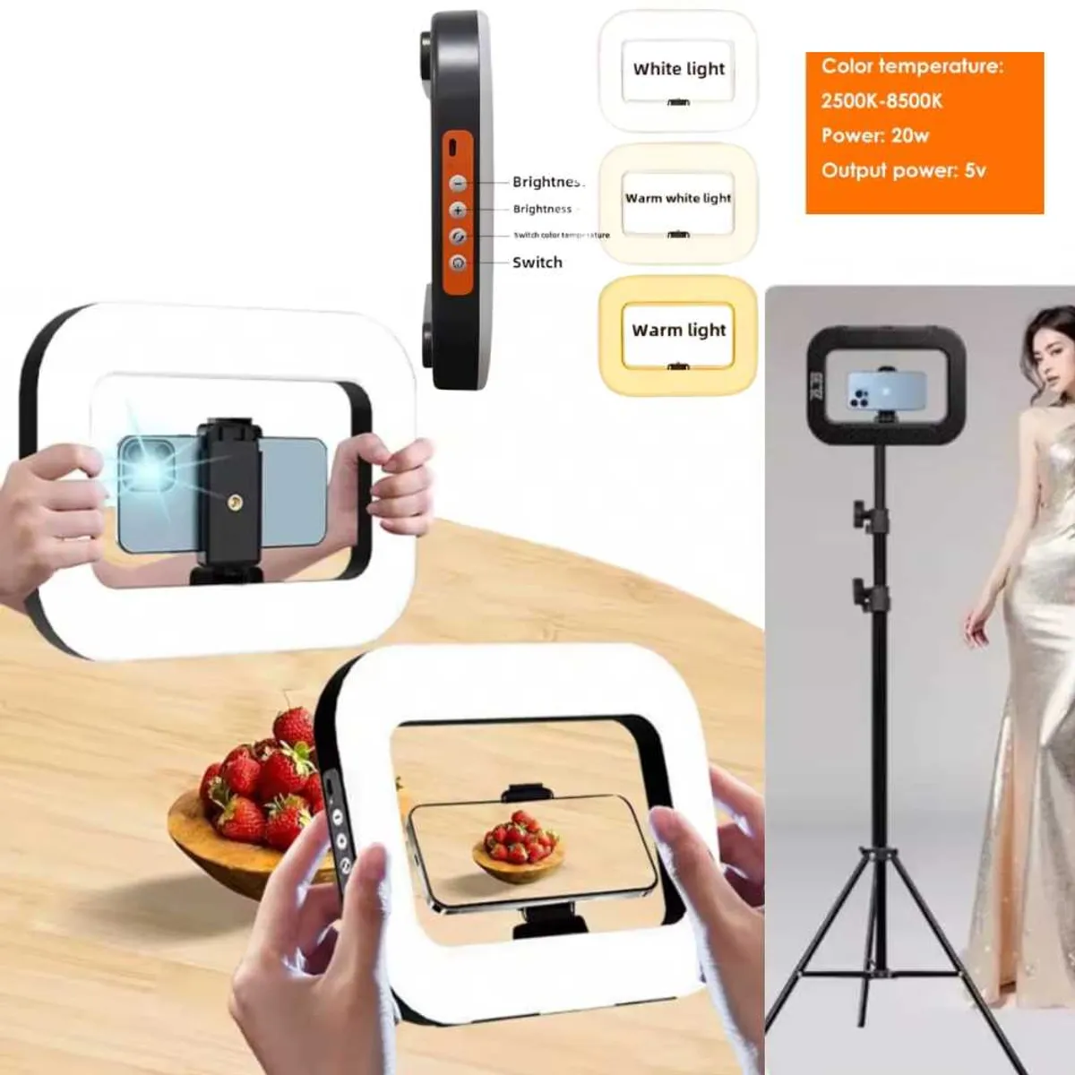 GENERICO - Luz Led Relleno Recargable Portatil  Jaula 12 Pulgadas Panel Tripode