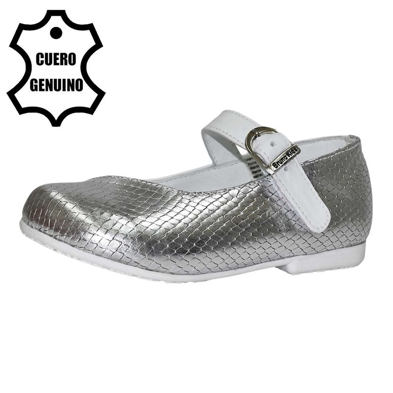 BRUNO KIDS - ZAPATO CAMINANTE PARA NIÑA BRUNO KIDS DE CUERO PLATA CAMINANTE
